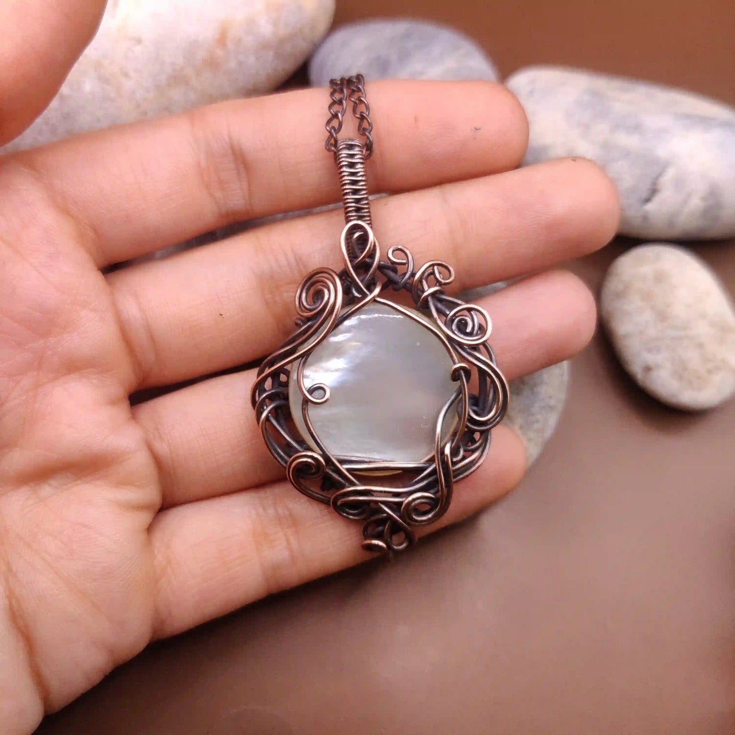 Paloma - Mother of Pearl Necklace - 003 SA1 By Sanguine Aura Handcrafted Jewellery