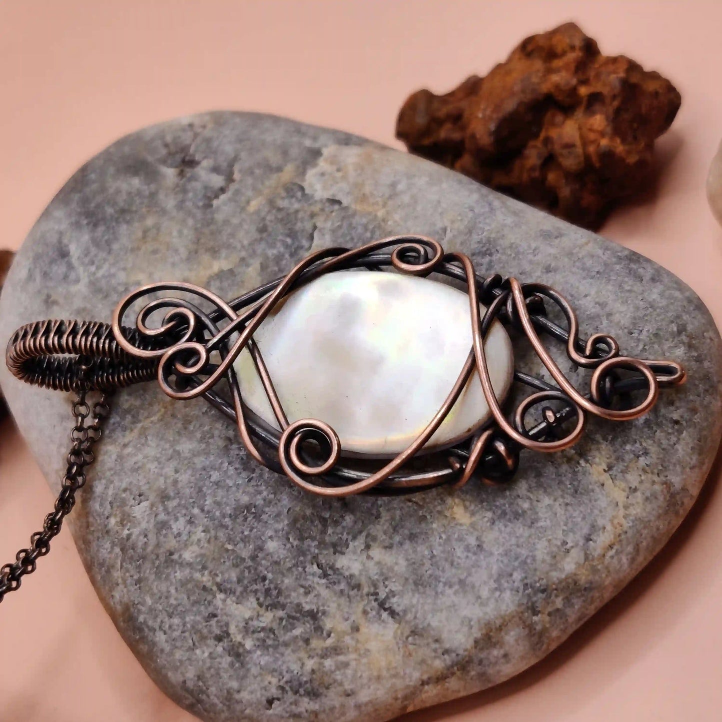 Paloma - Mother of Pearl Necklace 001 By Sanguine Aura Handcrafted Jewellery