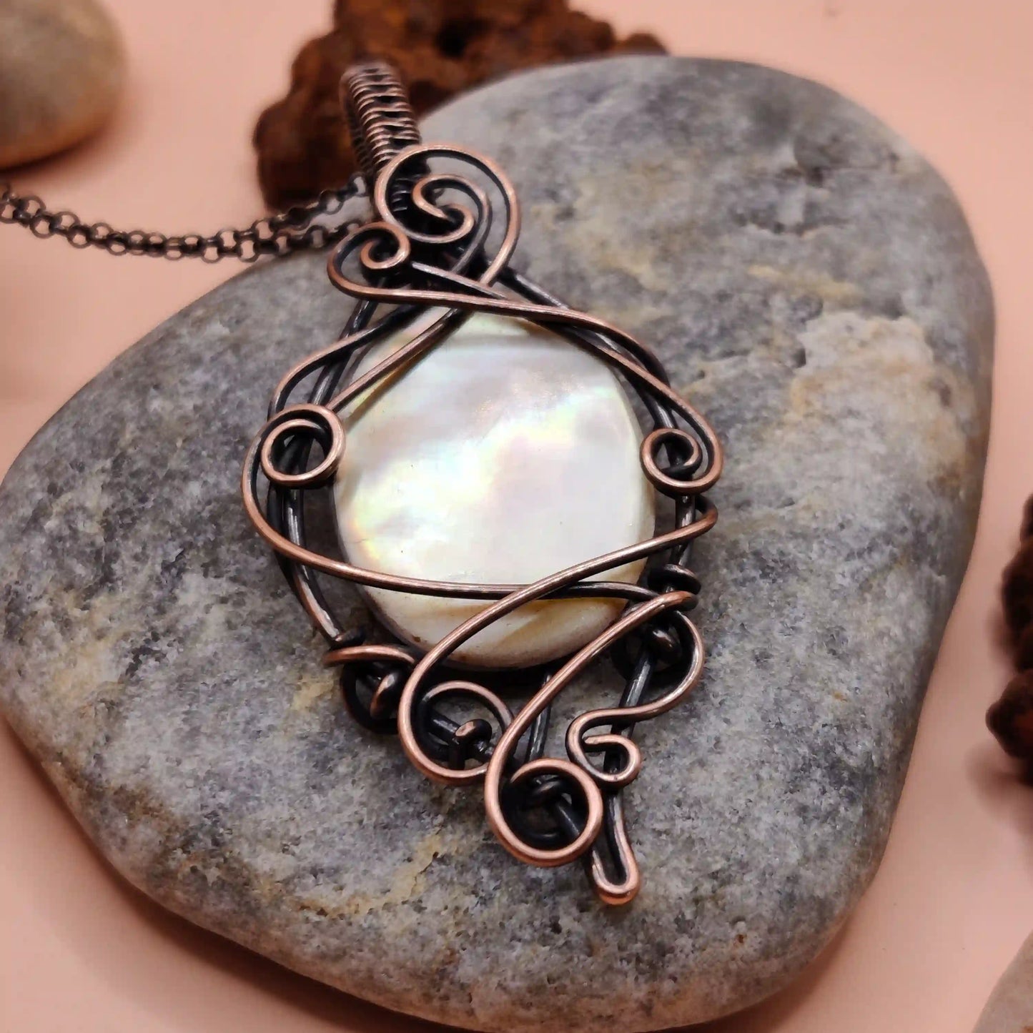 Paloma - Mother of Pearl Necklace 001 SA1 By Sanguine Aura Handcrafted Jewellery