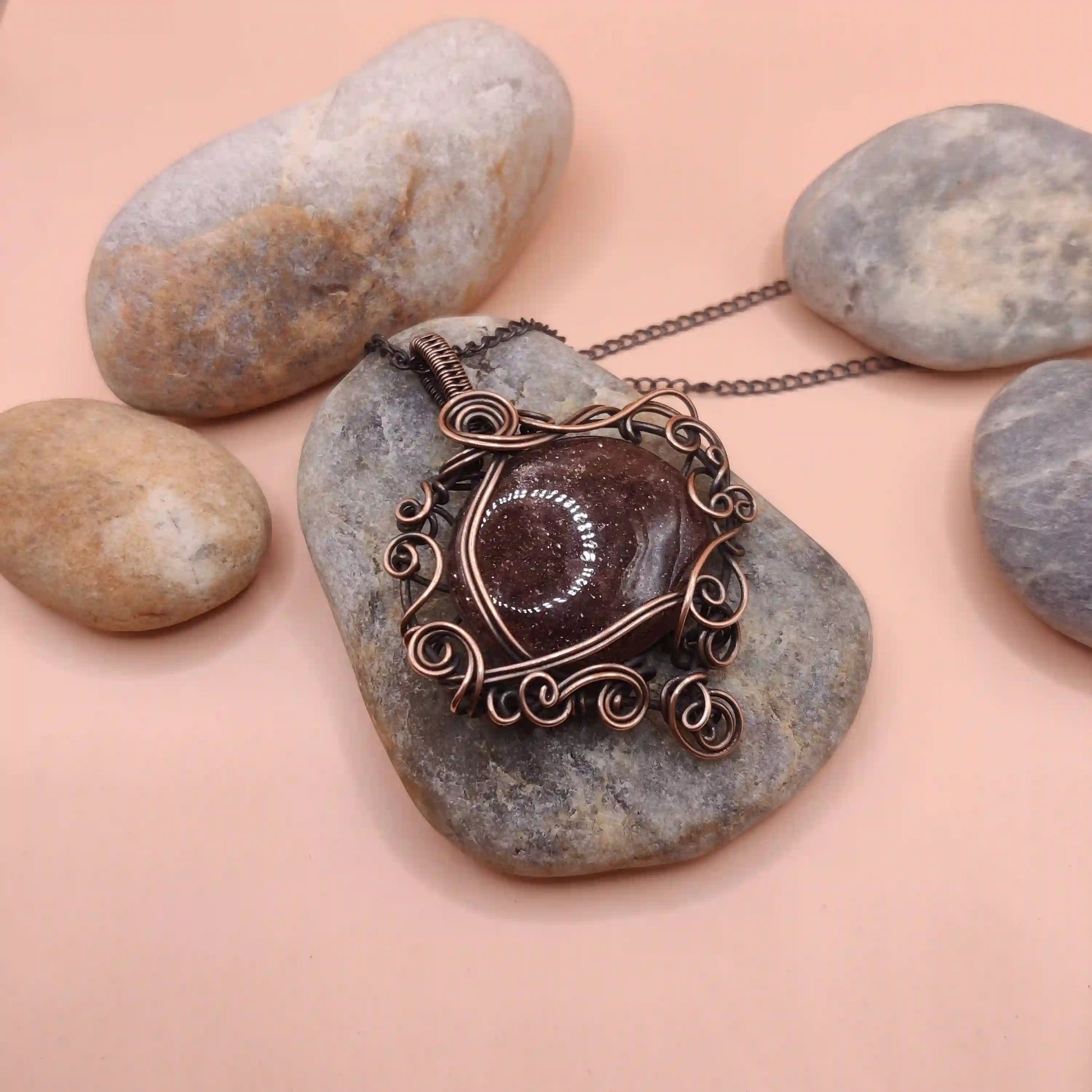Paloma - Strawberry Quartz Necklace 001 By Sanguine Aura Handcrafted Jewellery