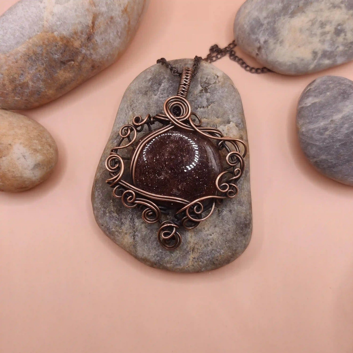 Paloma - Strawberry Quartz Necklace 001 SA1 By Sanguine Aura Handcrafted Jewellery