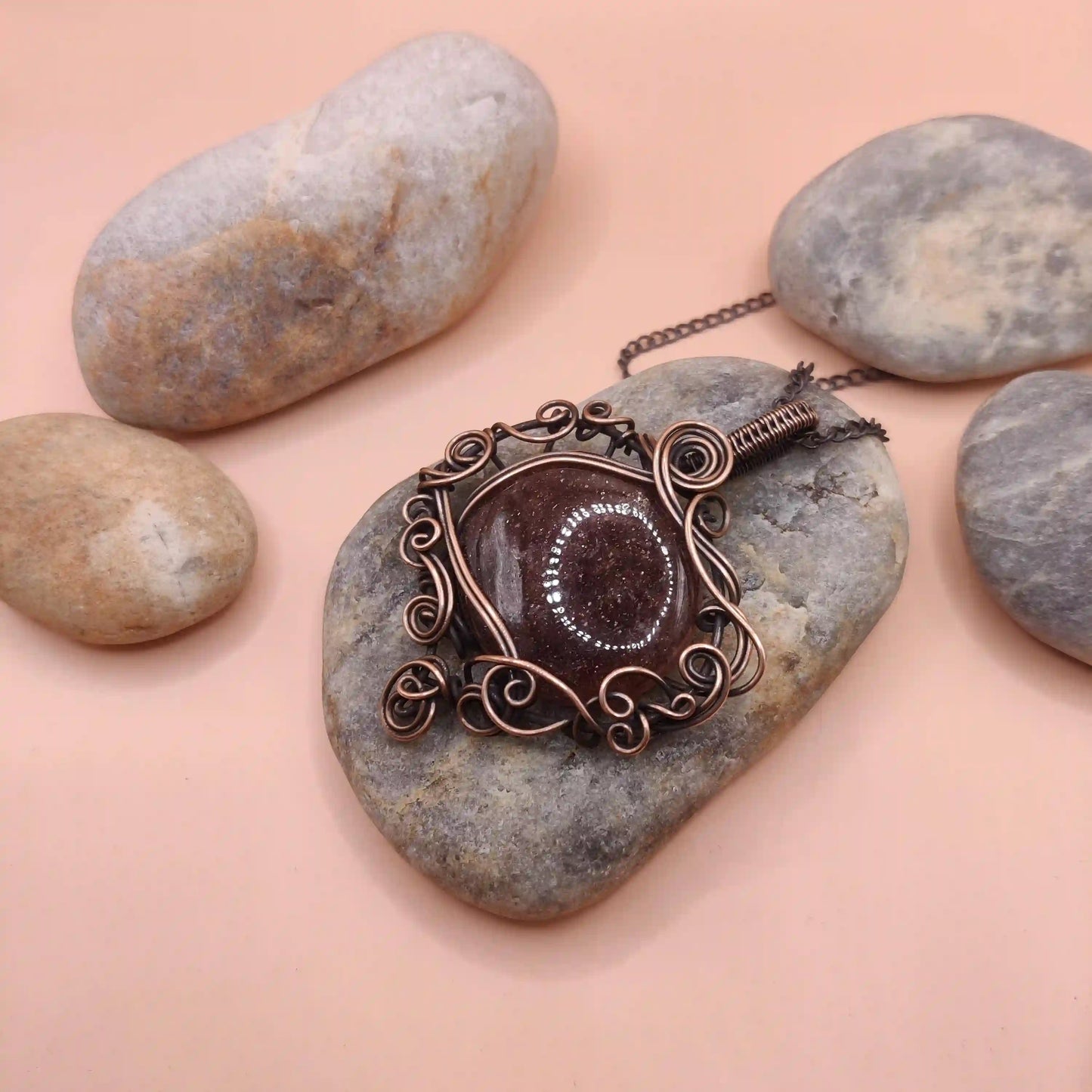 Paloma - Strawberry Quartz Necklace 001 SA2 By Sanguine Aura Handcrafted Jewellery