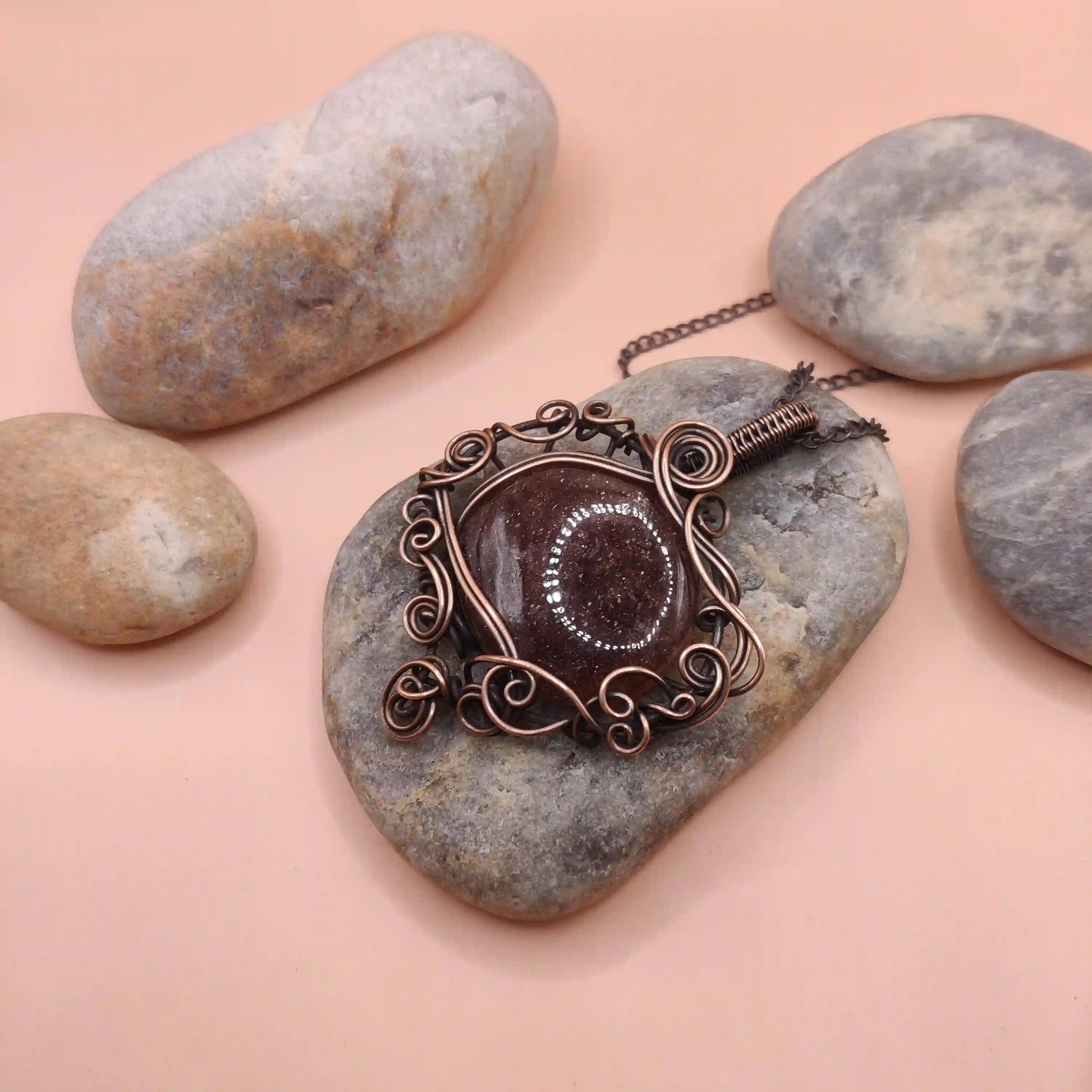 Paloma - Strawberry Quartz Necklace 001 SA2 By Sanguine Aura Handcrafted Jewellery