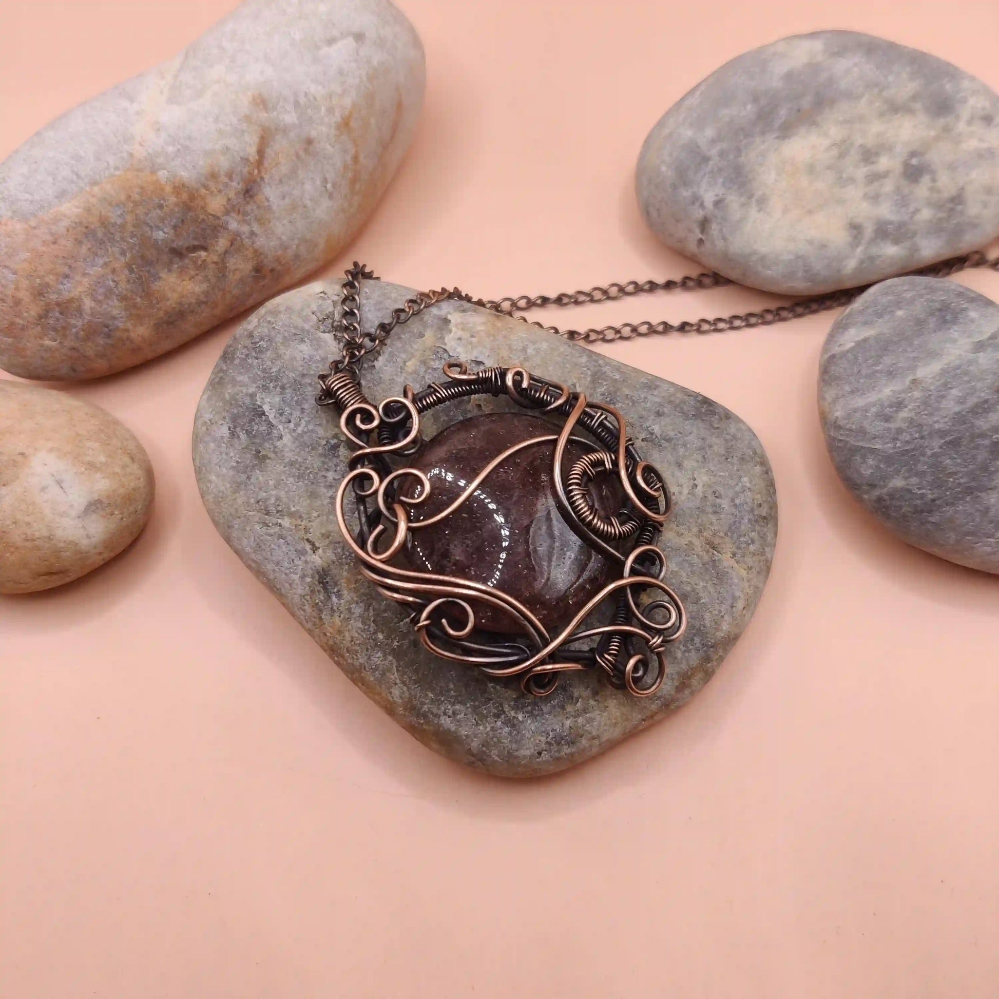 Paloma - Strawberry Quartz Necklace 002 By Sanguine Aura Handcrafted Jewellery