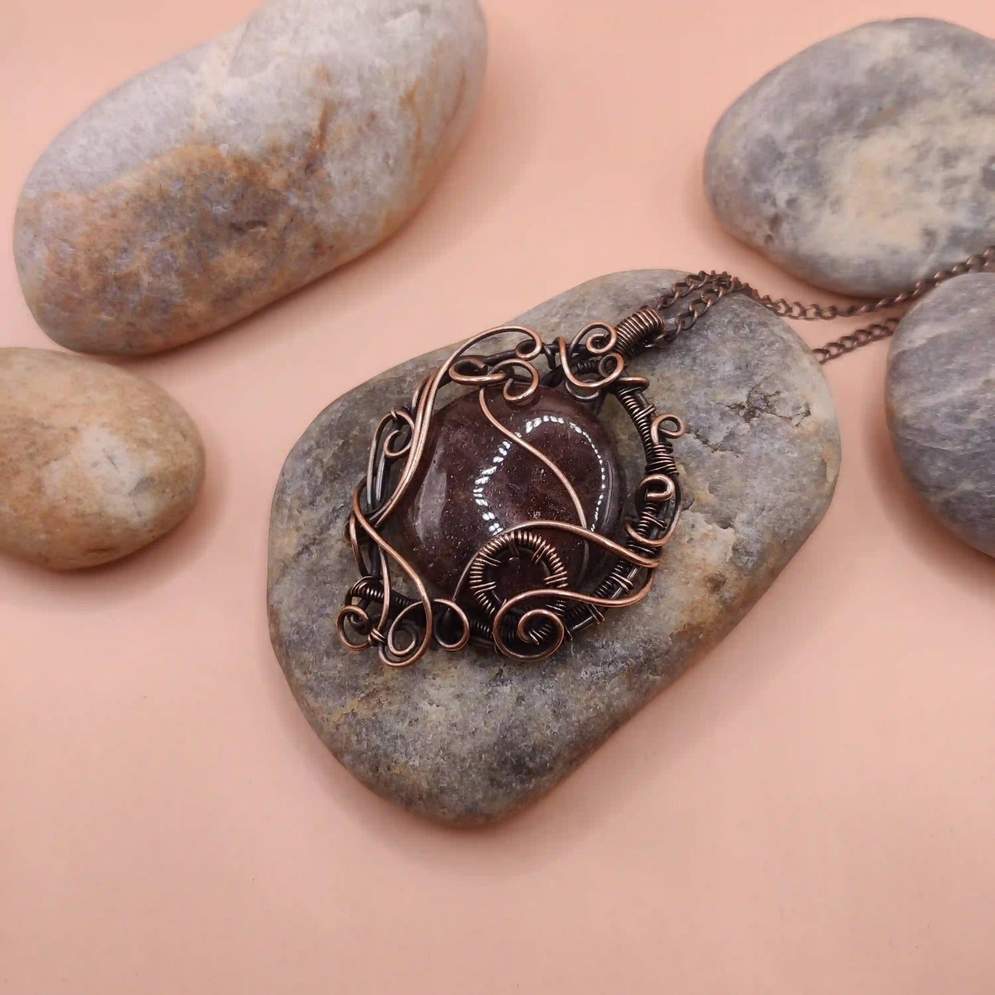 Paloma - Strawberry Quartz Necklace 002 SA1 By Sanguine Aura Handcrafted Jewellery