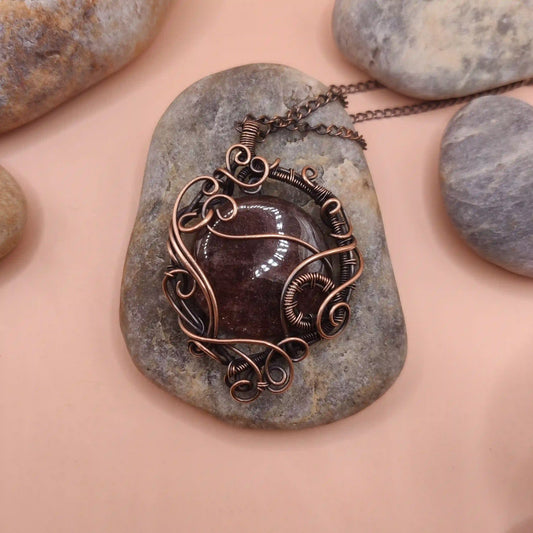 Paloma - Strawberry Quartz Necklace 002 SA2 By Sanguine Aura Handcrafted Jewellery