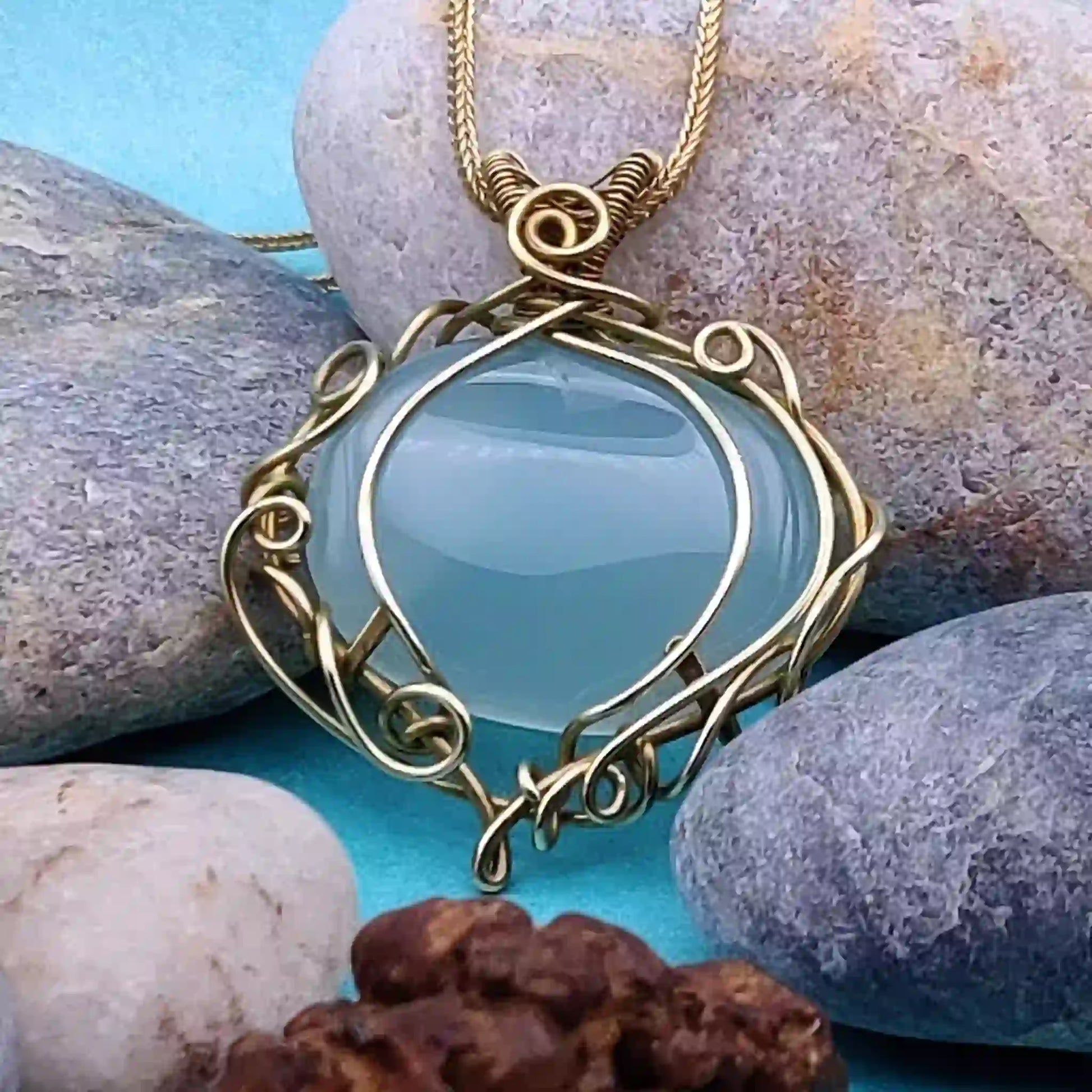 Paloma Chalcedony Necklace - 001 By Sanguine Aura Handcrafted Jewellery