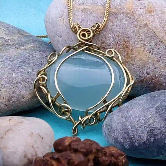 Paloma Chalcedony Necklace - 001 SA1 By Sanguine Aura Handcrafted Jewellery