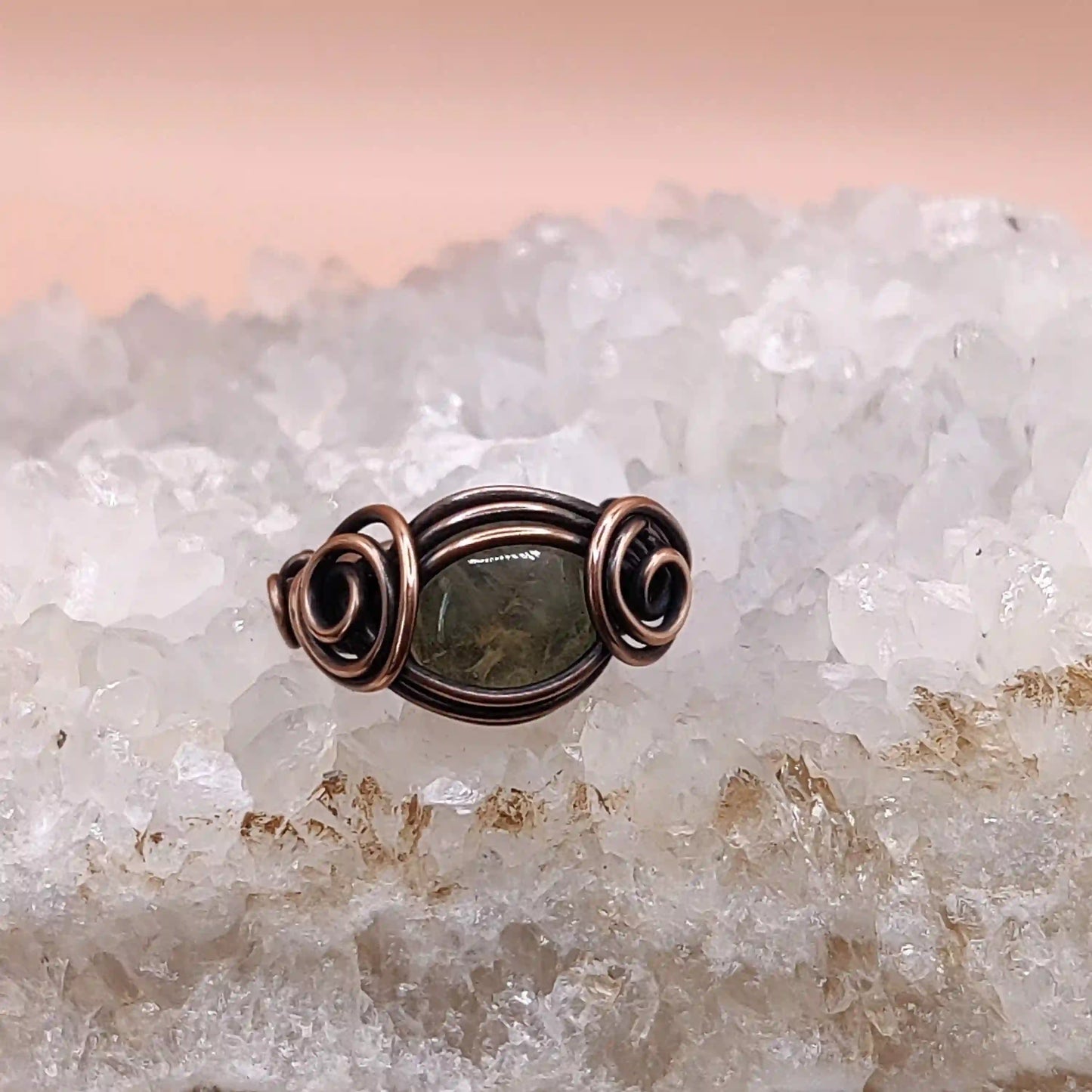 Pankti - Prehnite Ring SA2 By Sanguine Aura Handcrafted Jewellery