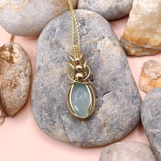 Pragya_Aqua_Chalcedony_Necklace By Sanguine Aura Handcrafted Jewellery