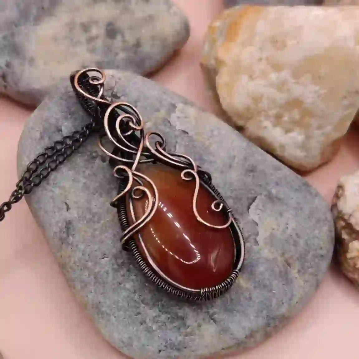 Prisha- Carnelian/Orange Chalcedony Necklace – 002 By Sanguine Aura Handcrafted Jewellery