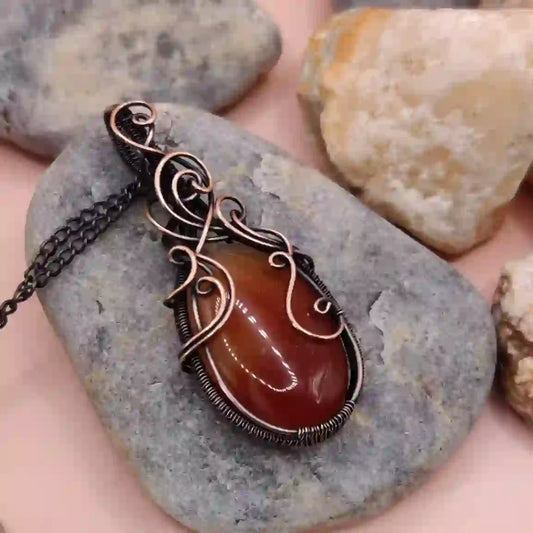 Prisha- Carnelian/Orange Chalcedony Necklace – 002 By Sanguine Aura Handcrafted Jewellery