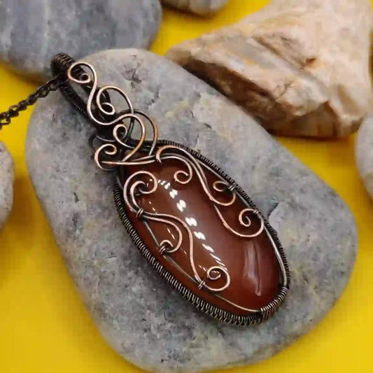 Prisha- Carnelian/Orange Chalcedony Necklace – 004 By Sanguine Aura Handcrafted Jewellery