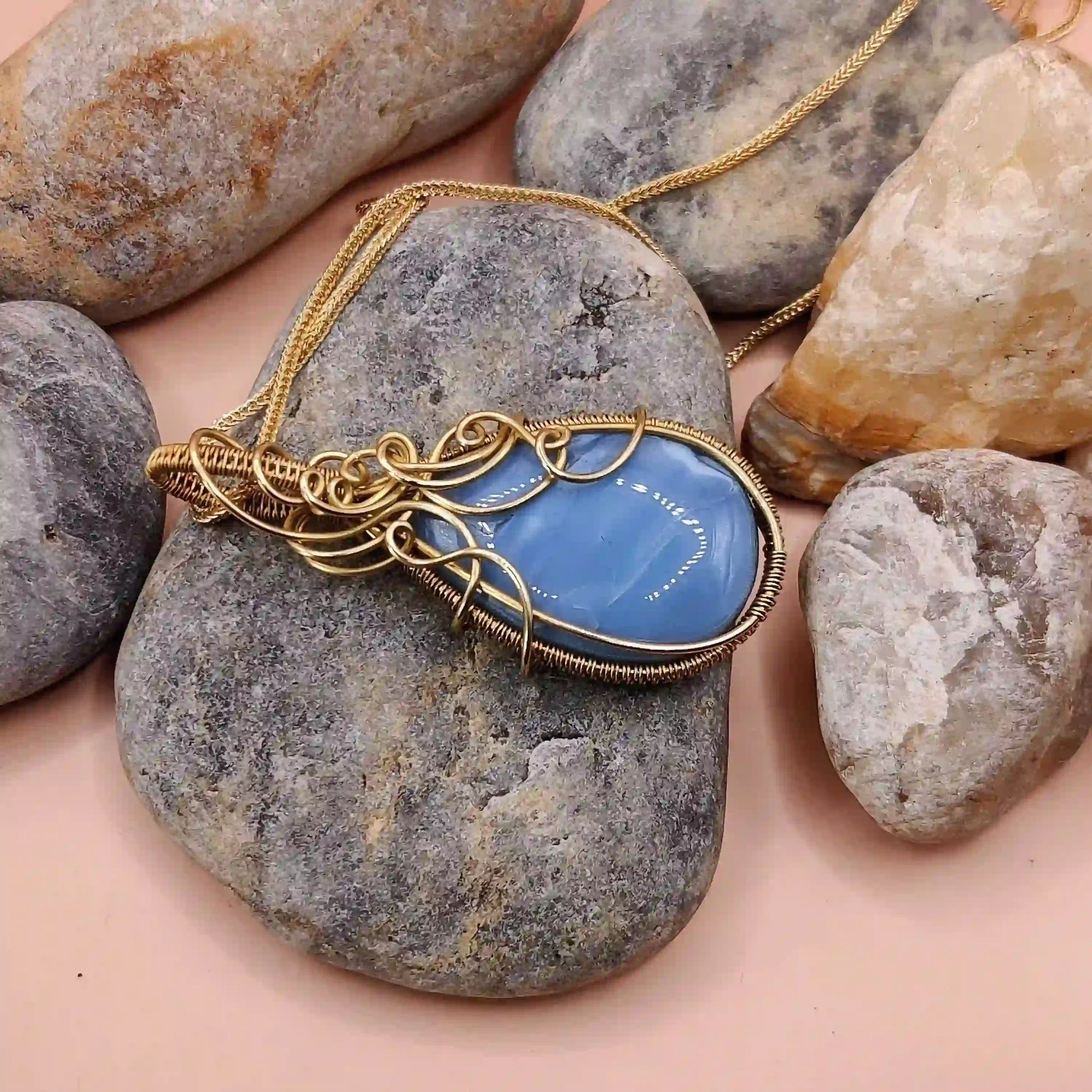 Prisha -  Blue Opal Necklace - 004 By Sanguine Aura Handcrafted Jewellery