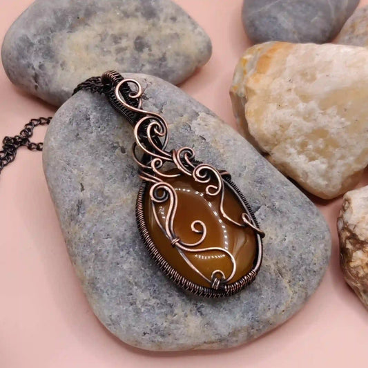 Prisha - Mango Chalcedony Necklace SA12 By Sanguine Aura Handcrafted Jewellery