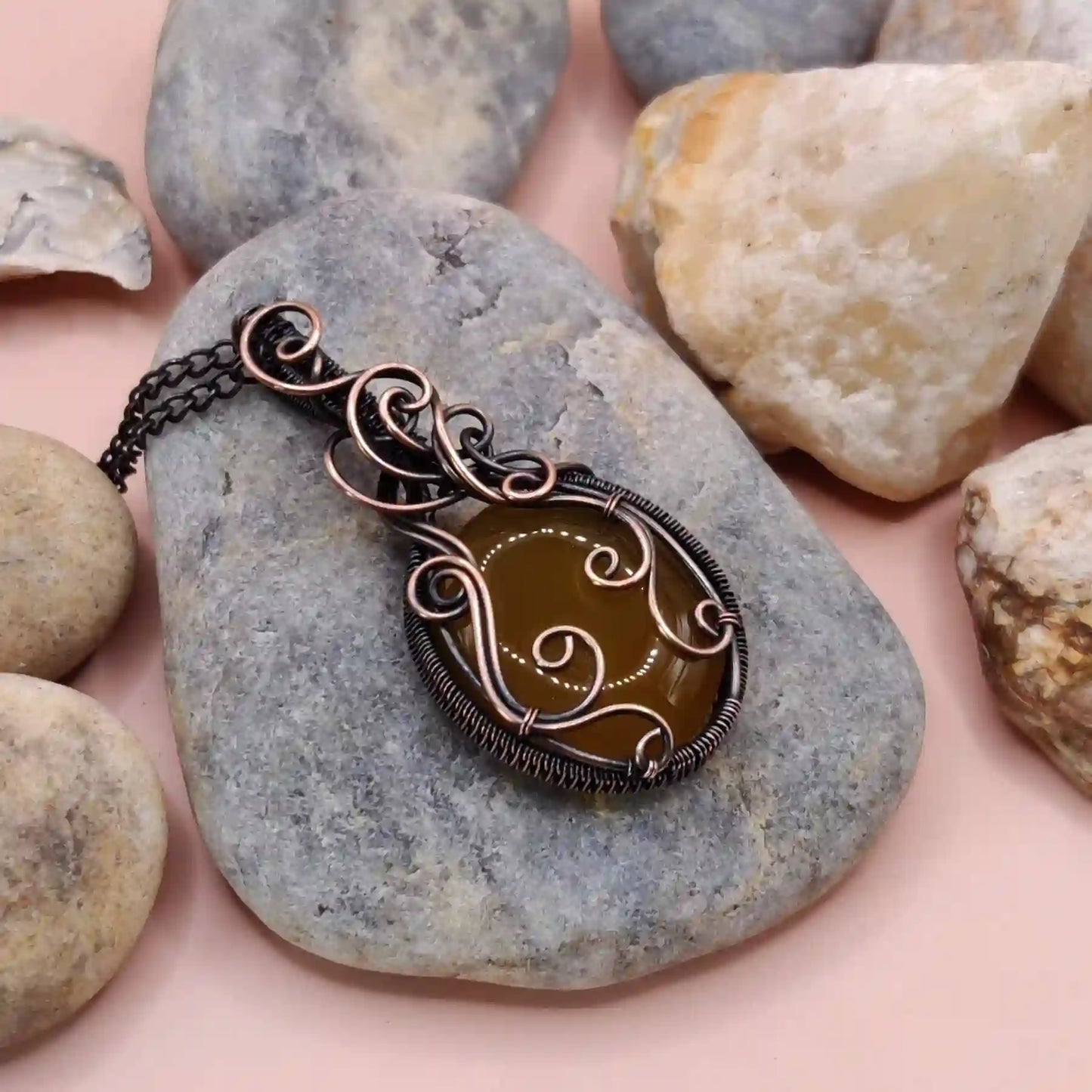 Prisha - Mango Chalcedony Necklace SA3 By Sanguine Aura Handcrafted Jewellery