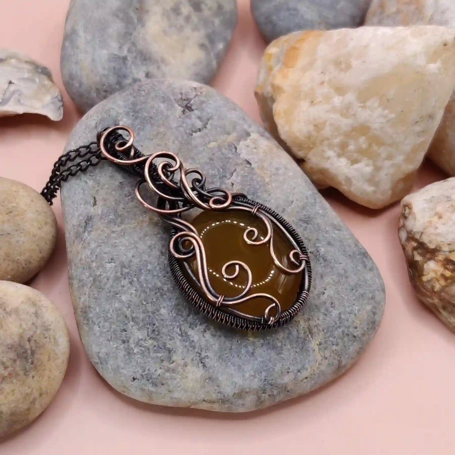 Prisha - Mango Chalcedony Necklace SA3 By Sanguine Aura Handcrafted Jewellery