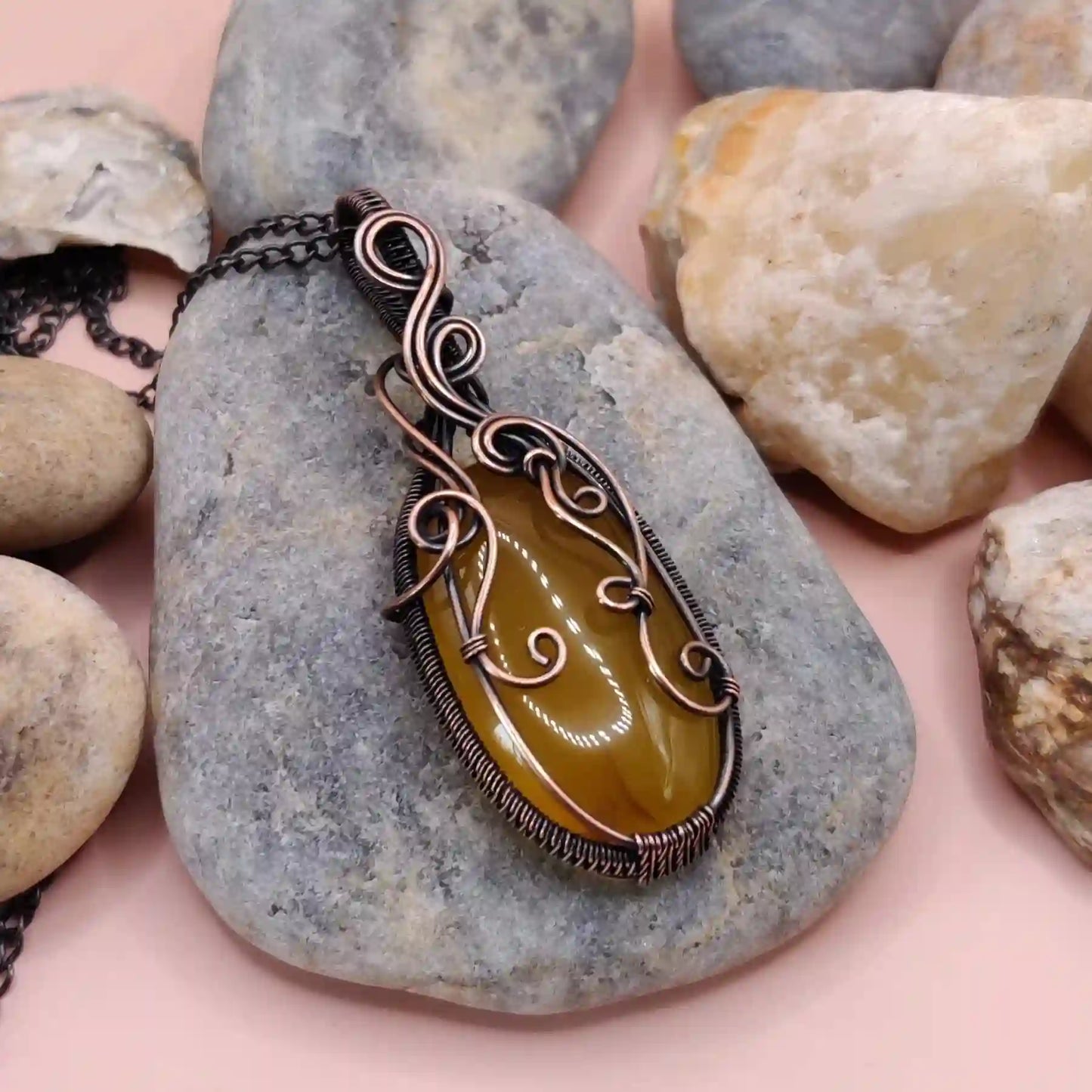 Prisha - Mango Chalcedony Necklace SA5 By Sanguine Aura Handcrafted Jewellery