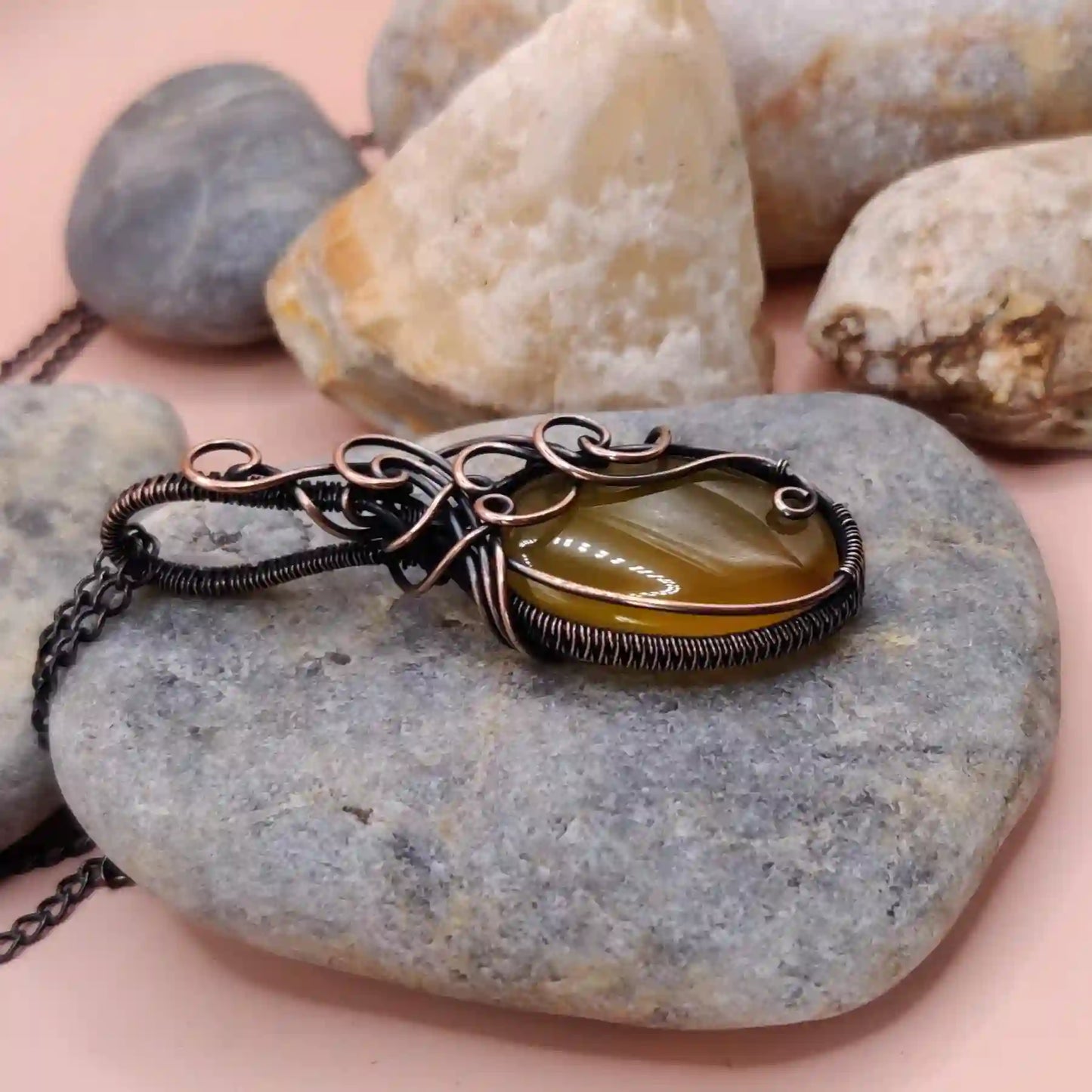 Prisha - Mango Chalcedony Necklace SA6 By Sanguine Aura Handcrafted Jewellery