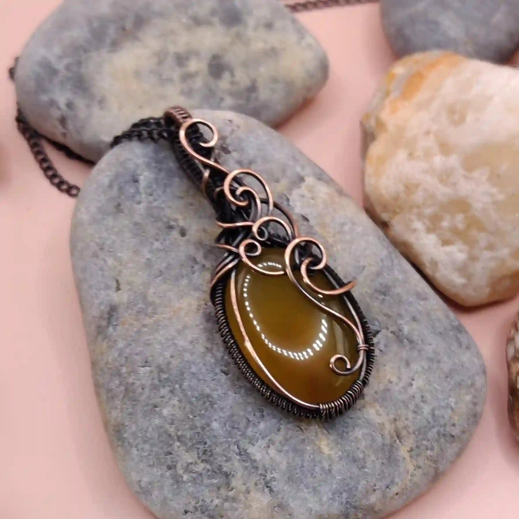 Prisha - Mango Chalcedony Necklace SA7 By Sanguine Aura Handcrafted Jewellery