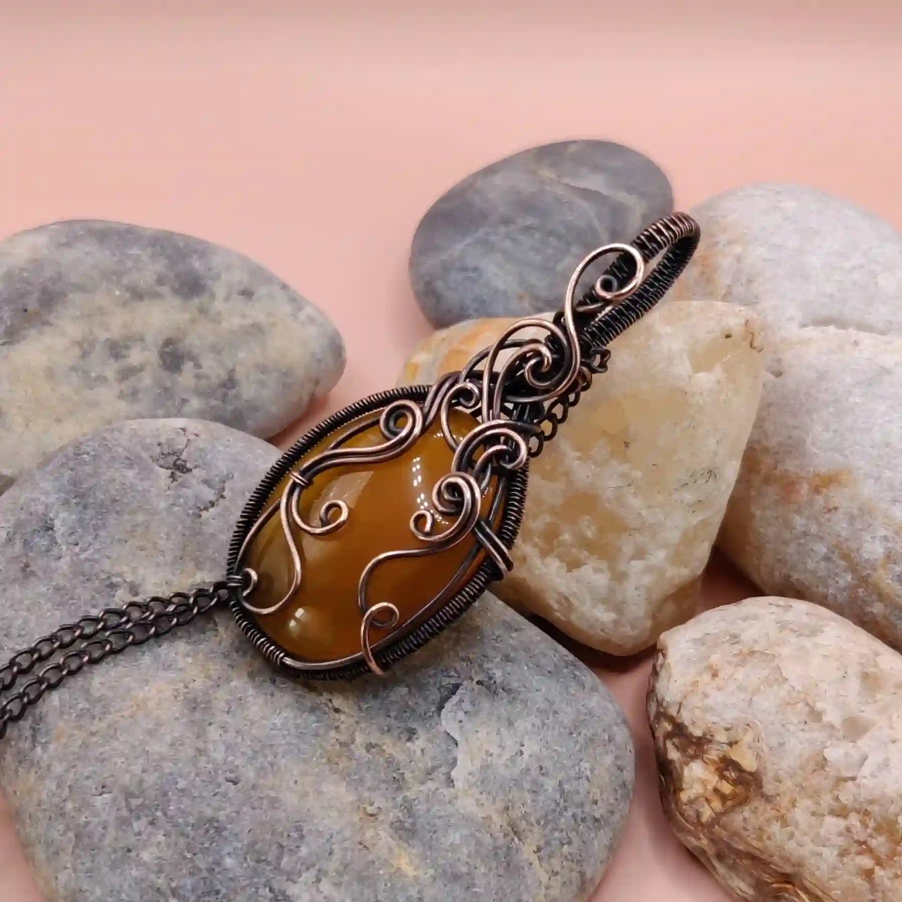 Prisha - Mango Chalcedony Necklace SA8 By Sanguine Aura Handcrafted Jewellery