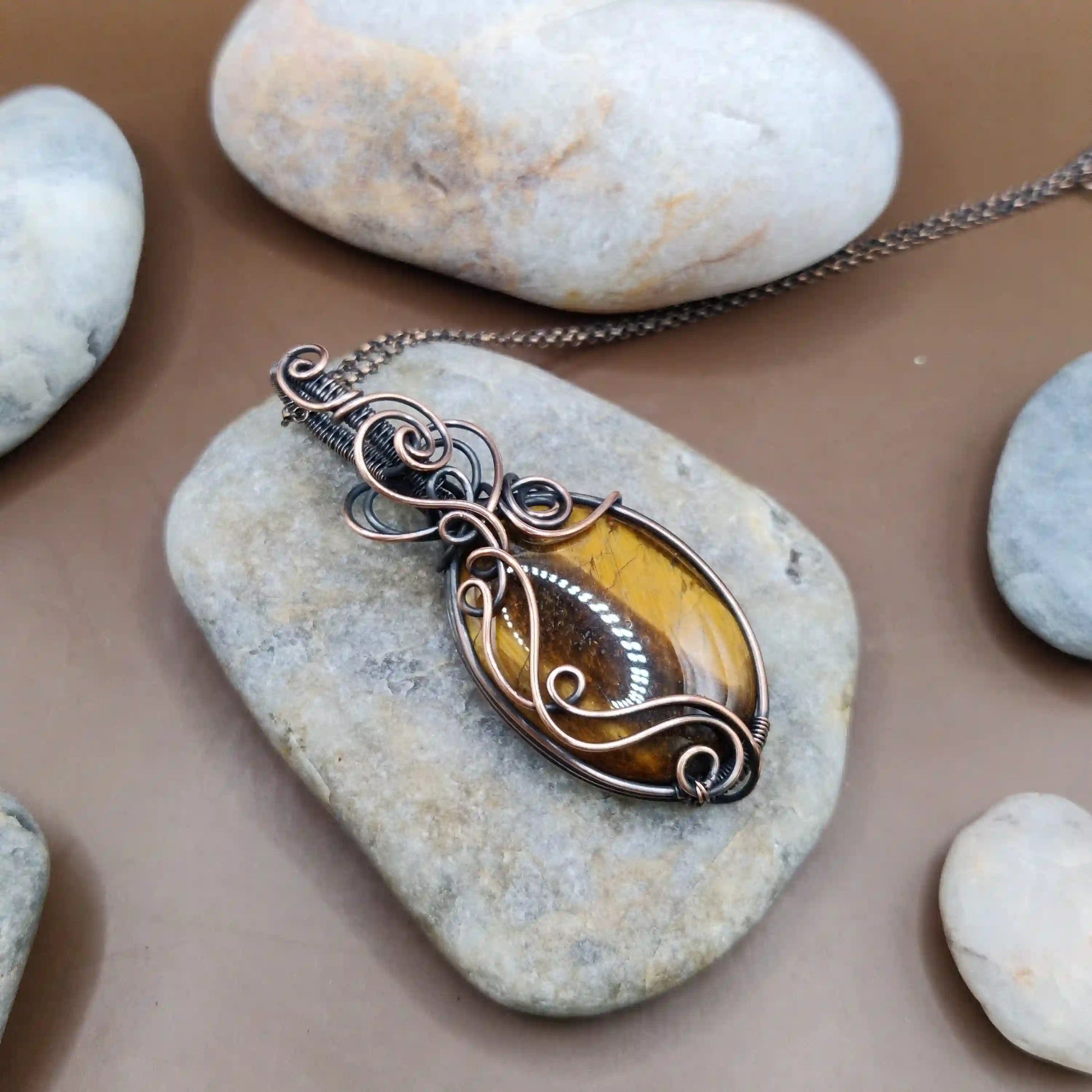 Prisha - Tiger's Eye Necklace 002 SA1 By Sanguine Aura Handcrafted Jewellery
