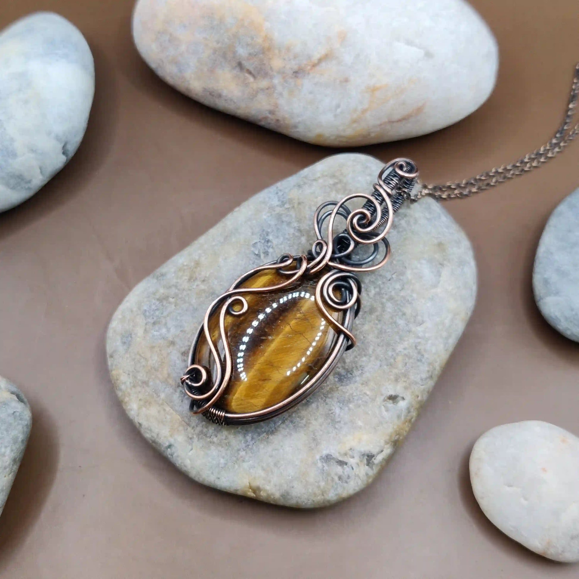 Prisha - Tiger's Eye Necklace 002 SA2 By Sanguine Aura Handcrafted Jewellery