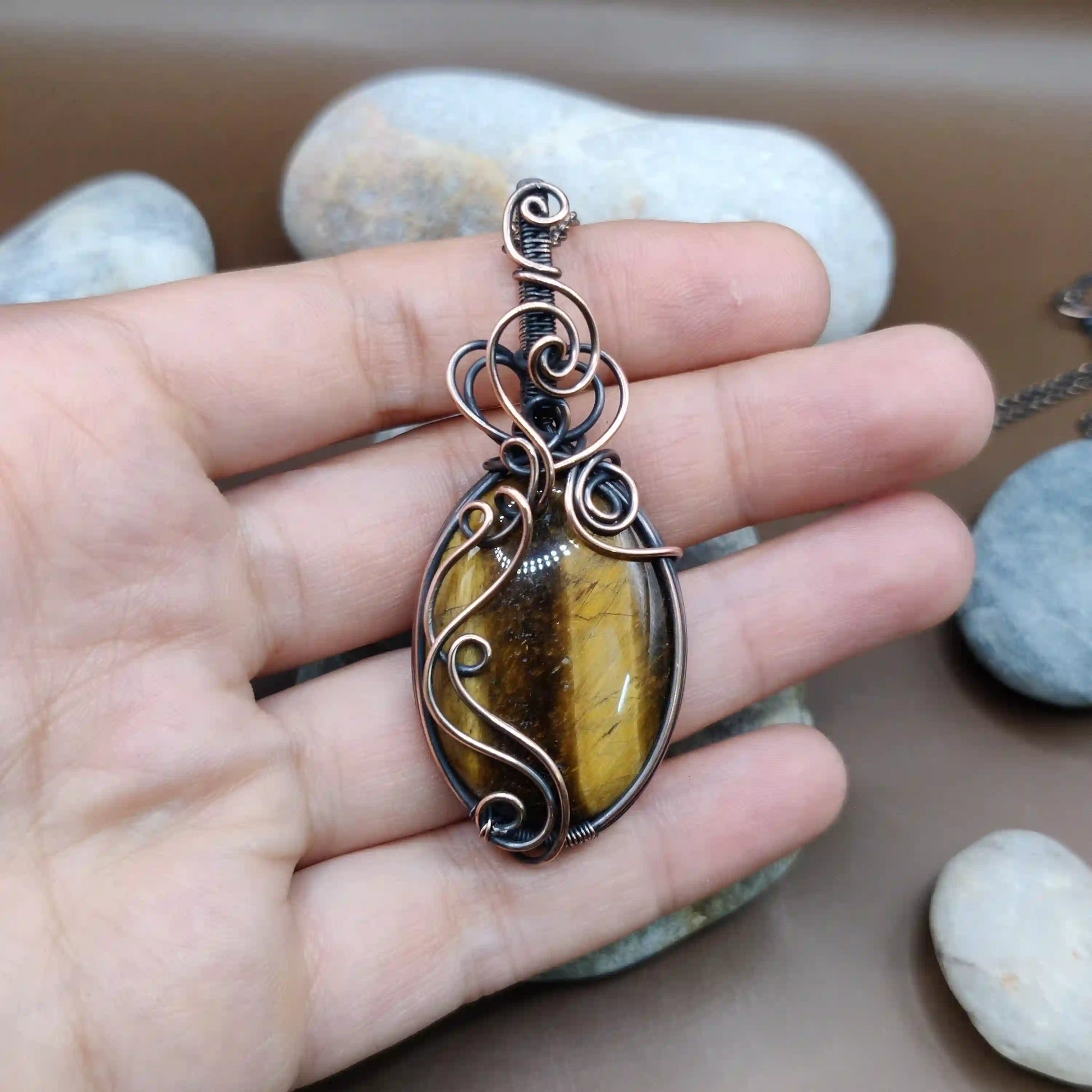 Prisha - Tiger's Eye Necklace 002 SA3 By Sanguine Aura Handcrafted Jewellery