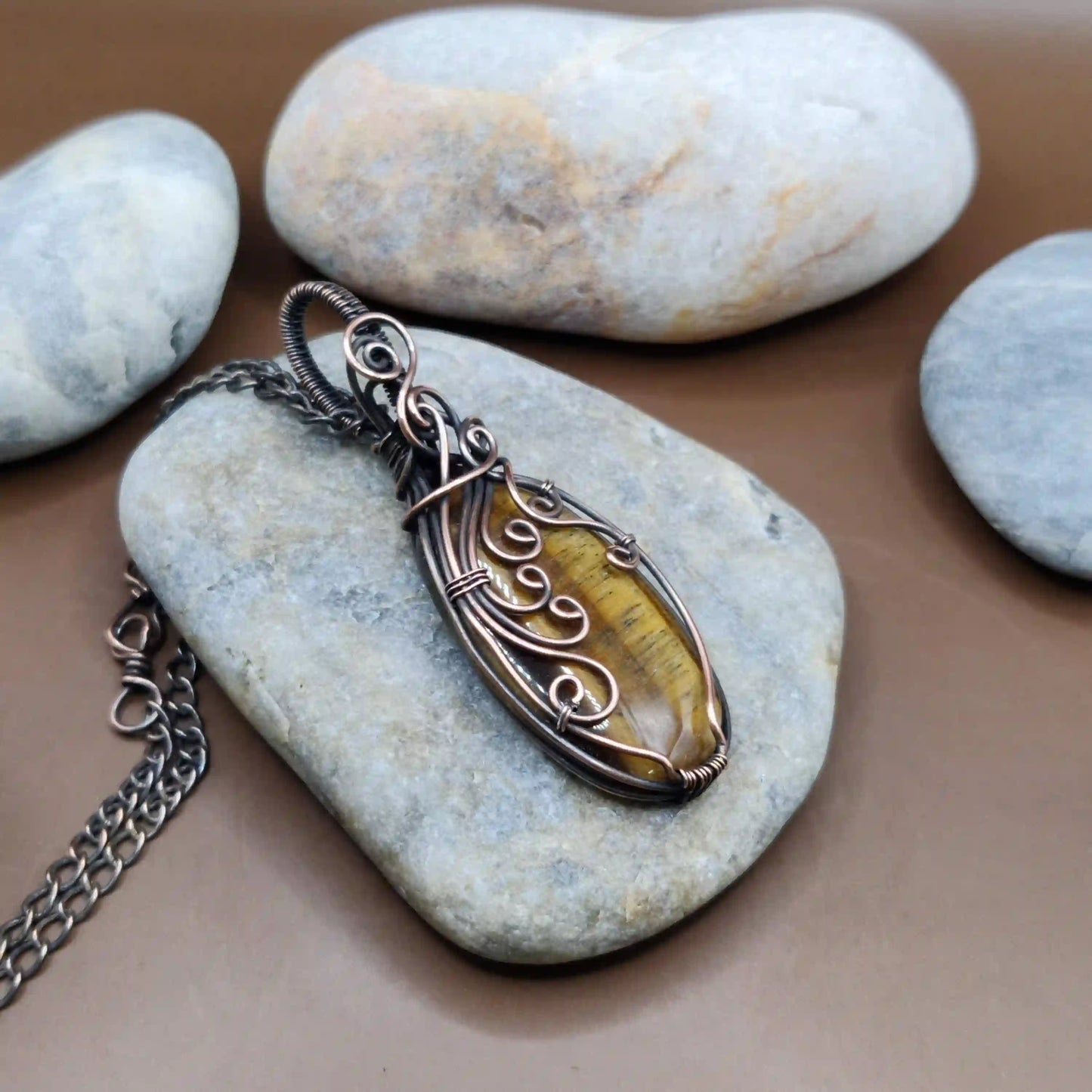 Prisha - Tiger's Eye Necklace 003 SA1 By Sanguine Aura Handcrafted Jewellery