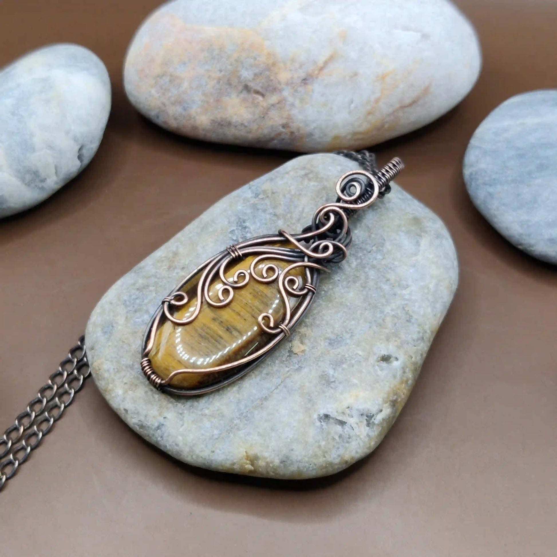 Prisha - Tiger's Eye Necklace 003 SA2 By Sanguine Aura Handcrafted Jewellery