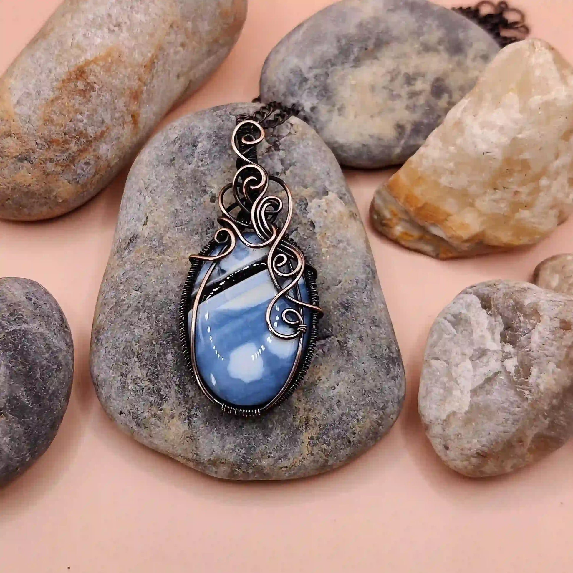Prisha Blue Opal Necklace 007 SA1 By Sanguine Aura Handcrafted Jewellery