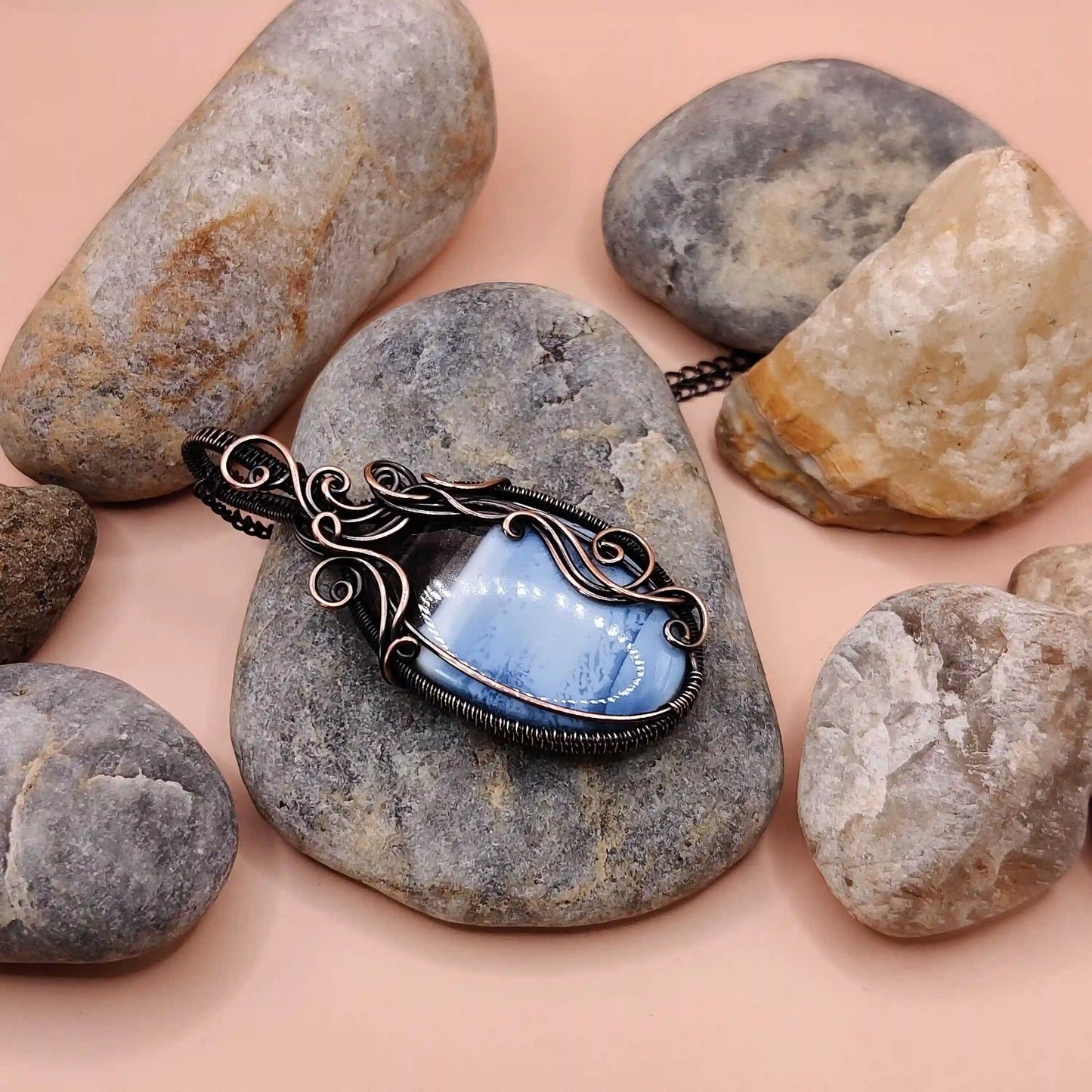 Prisha Blue Opal Necklace 008 SA1 By Sanguine Aura Handcrafted Jewellery