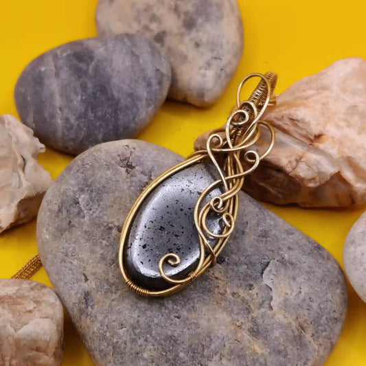 Prisha Hematite Necklace In Brass 002 SA1 By Sanguine Aura Handcrafted Jewellery