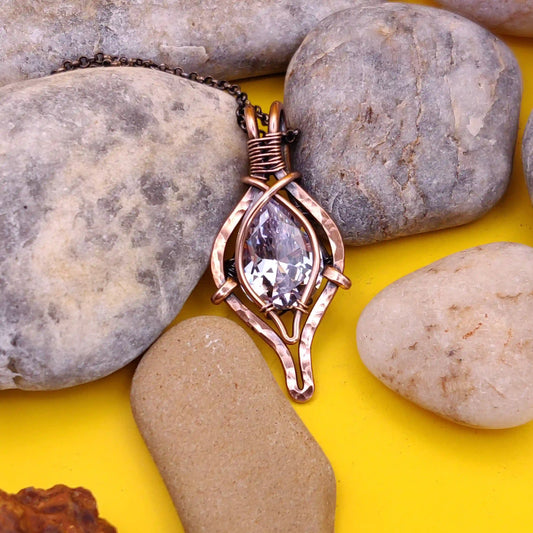 Rati - Cubic Zirconia Necklace By Sanguine Aura Handcrafted Jewellery. Healing Benefits of Cubic Zirconia - Focus, Clarity, Purity, Innocence.