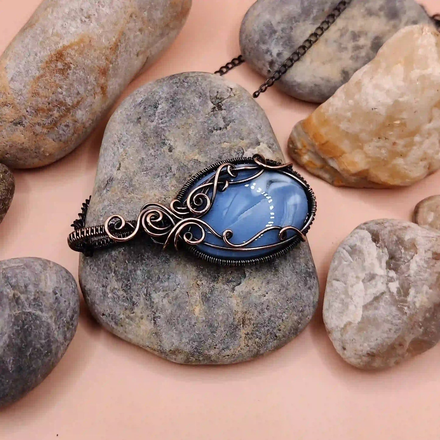 Runi - Blue Opal Necklace - 004 SA1 By Sanguine Aura Handcrafted Jewellery