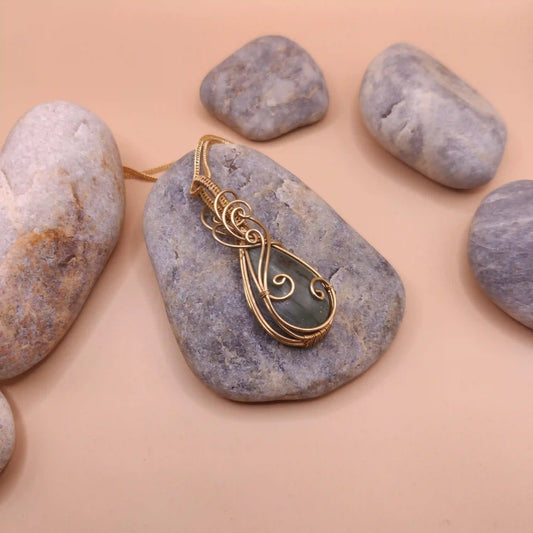 Runi - Double Sided Jade Necklace SA3 By Sanguine Aura Handcrafted Jewellery