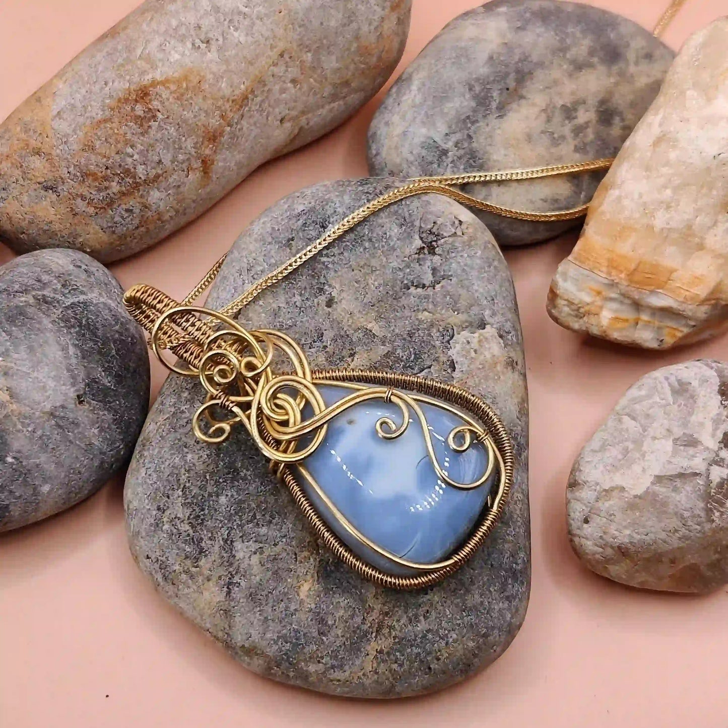 Runi Blue Opal Necklace 001 By Sanguine Aura Handcrafted Jewellery