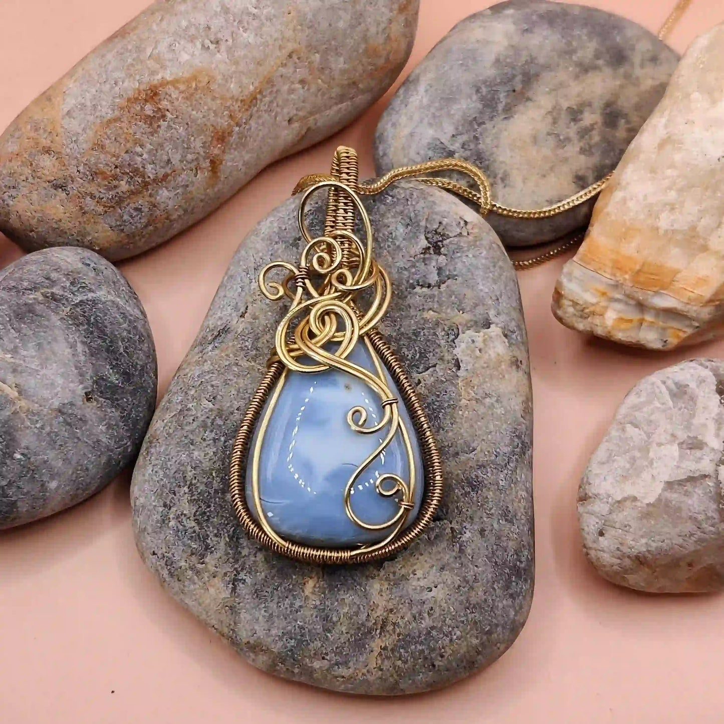 Runi Blue Opal Necklace 001 SA2 By Sanguine Aura Handcrafted Jewellery