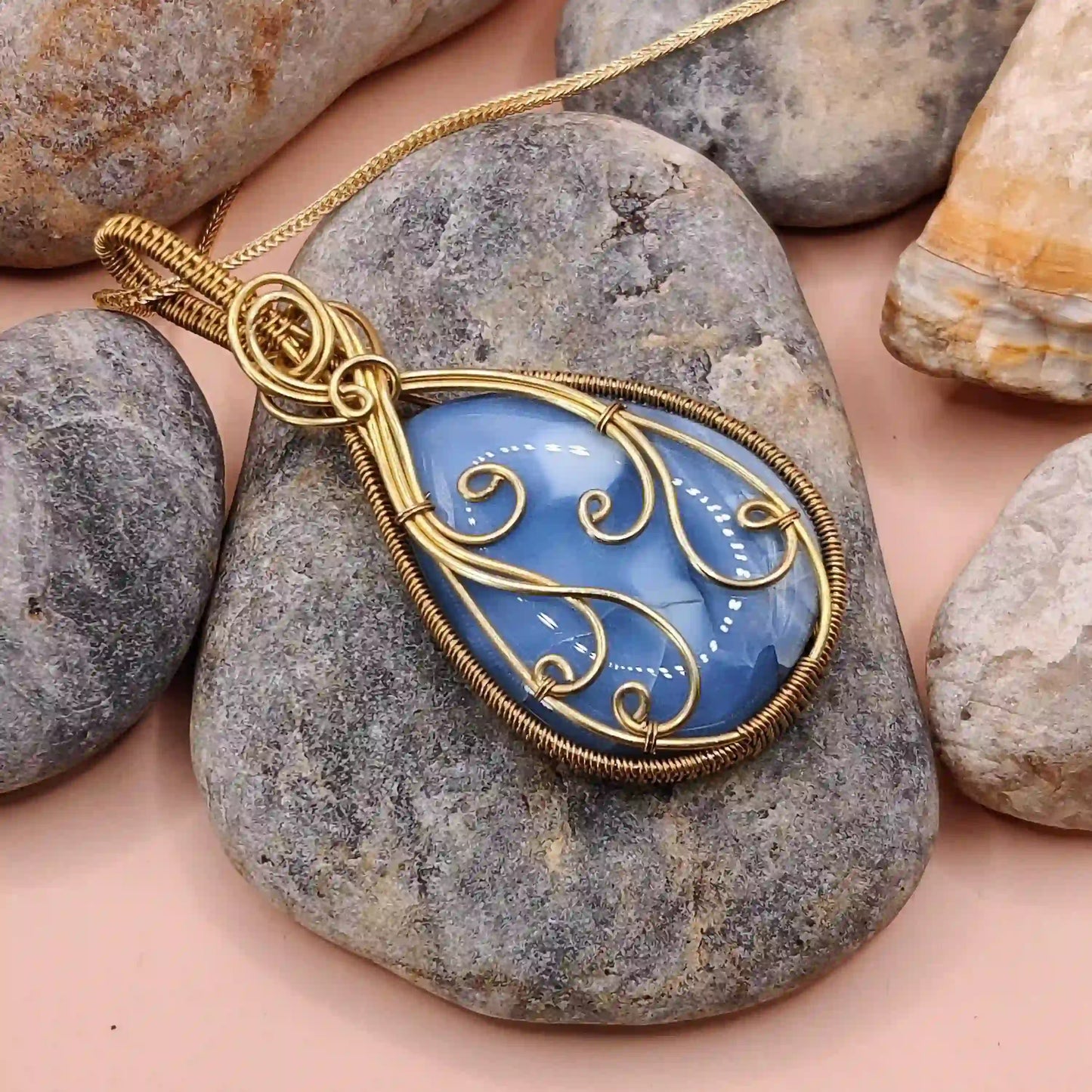 Runi Blue Opal Necklace 003 By Sanguine Aura Handcrafted Jewellery