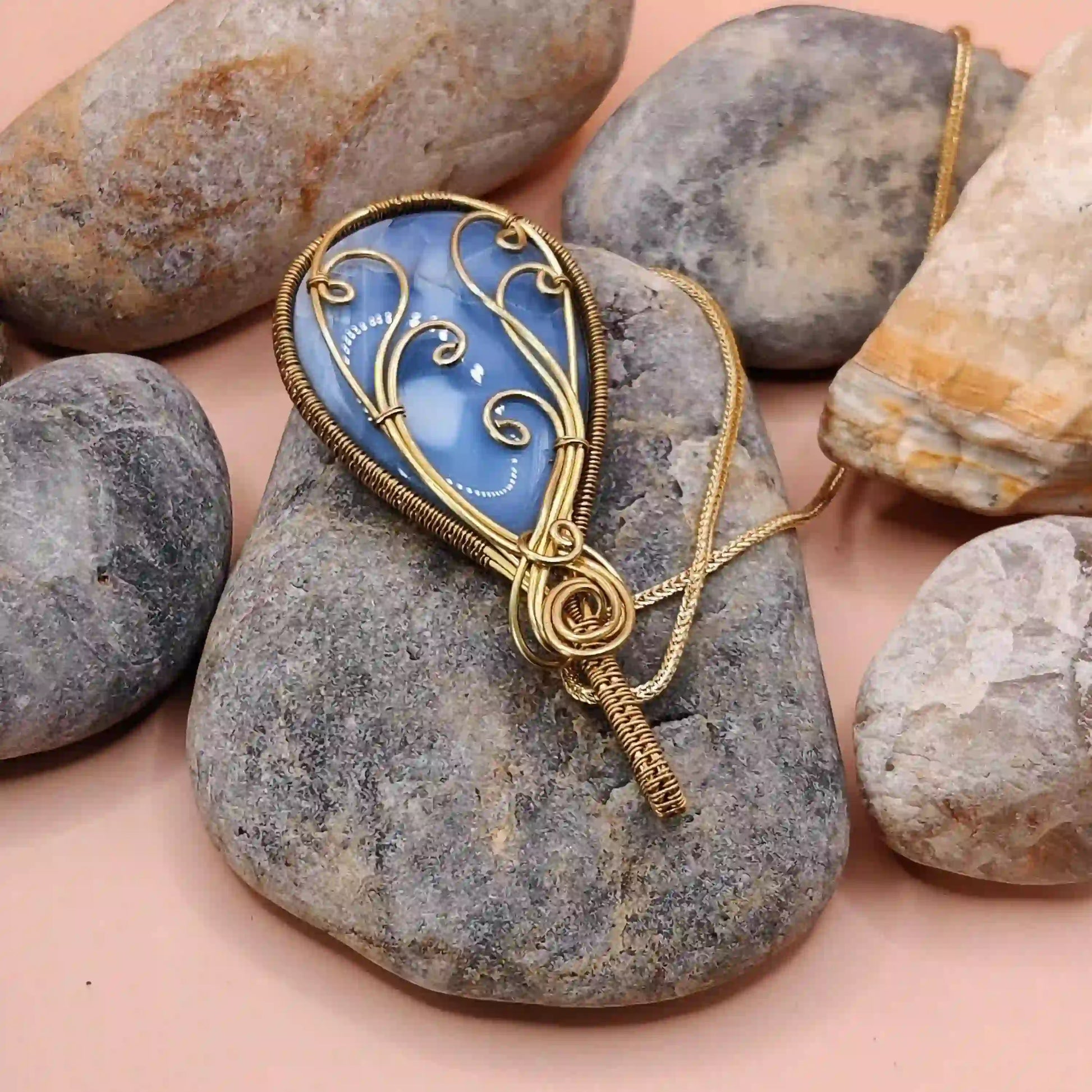 Runi Blue Opal Necklace 003 SA1 By Sanguine Aura Handcrafted Jewellery