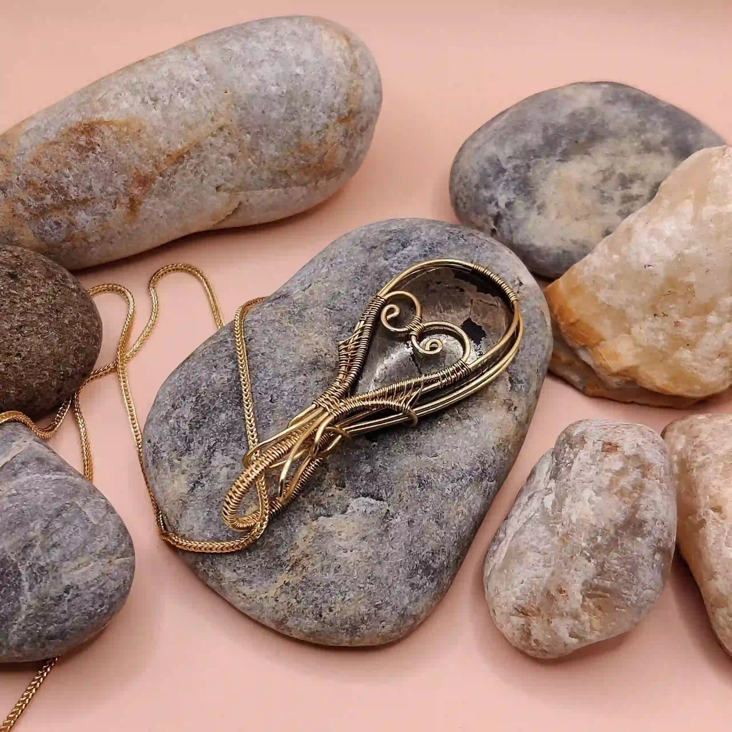 Runi Pyrite Necklace- 001 SA1 By Sanguine Aura Handcrafted Jewellery