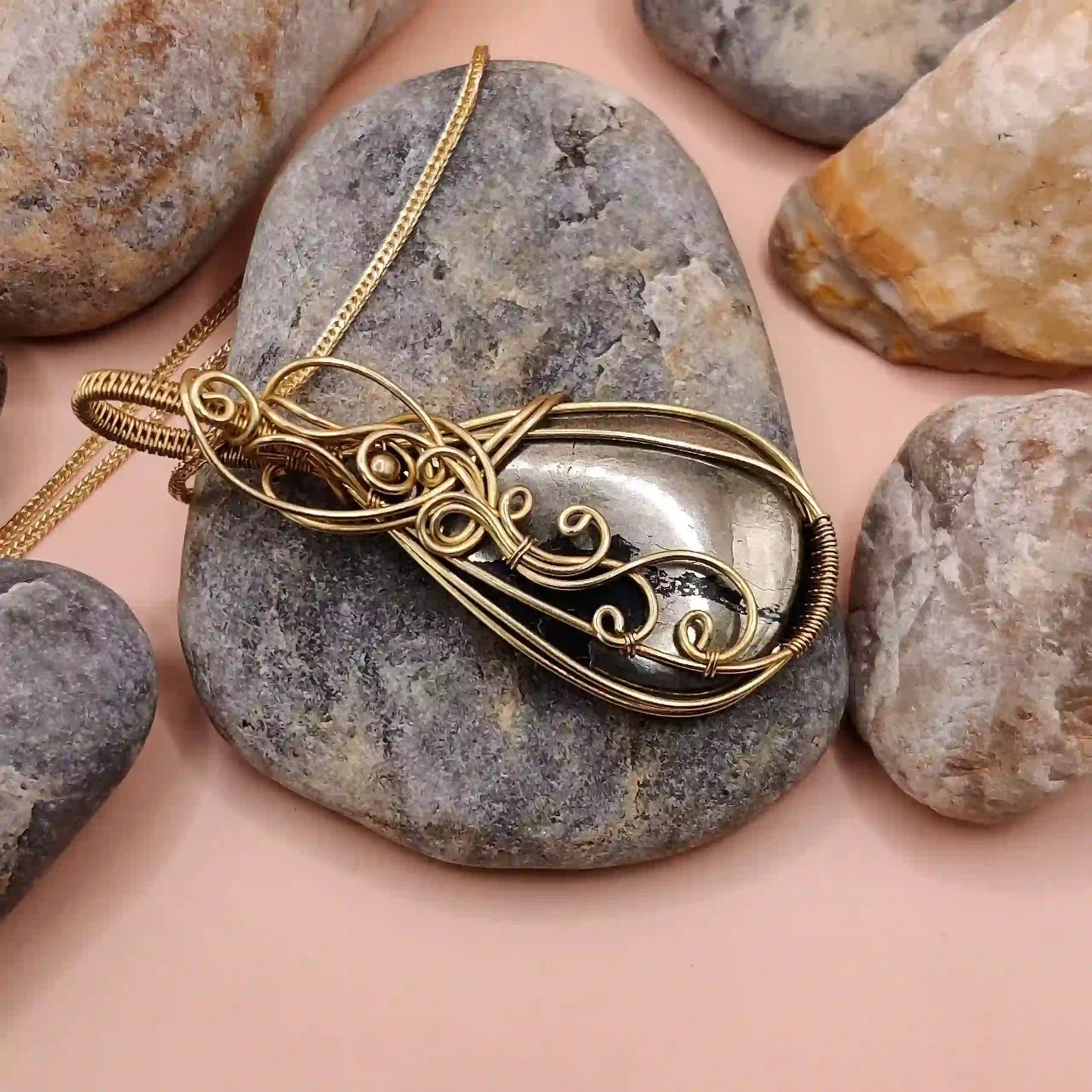 Runi Pyrite Necklace- 002 By Sanguine Aura Handcrafted Jewellery