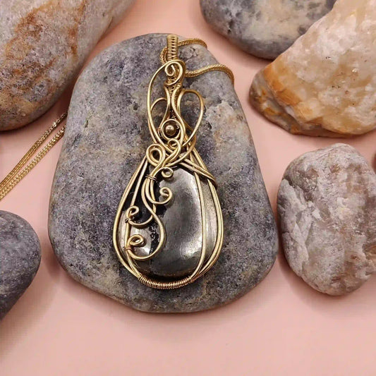 Runi Pyrite Necklace- 002 SA1 By Sanguine Aura Handcrafted Jewellery