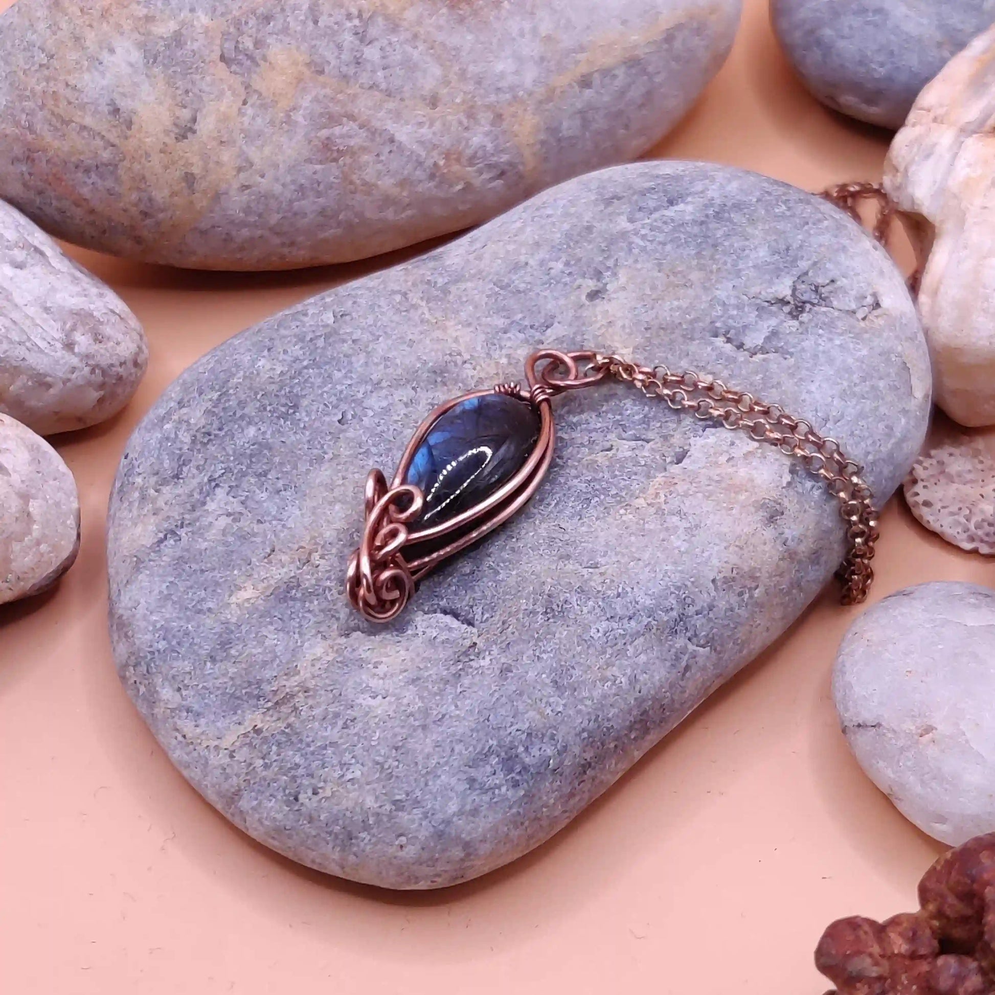 Rutvi - Labradorite Necklace SA1 By Sanguine Aura Handcrafted Jewellery