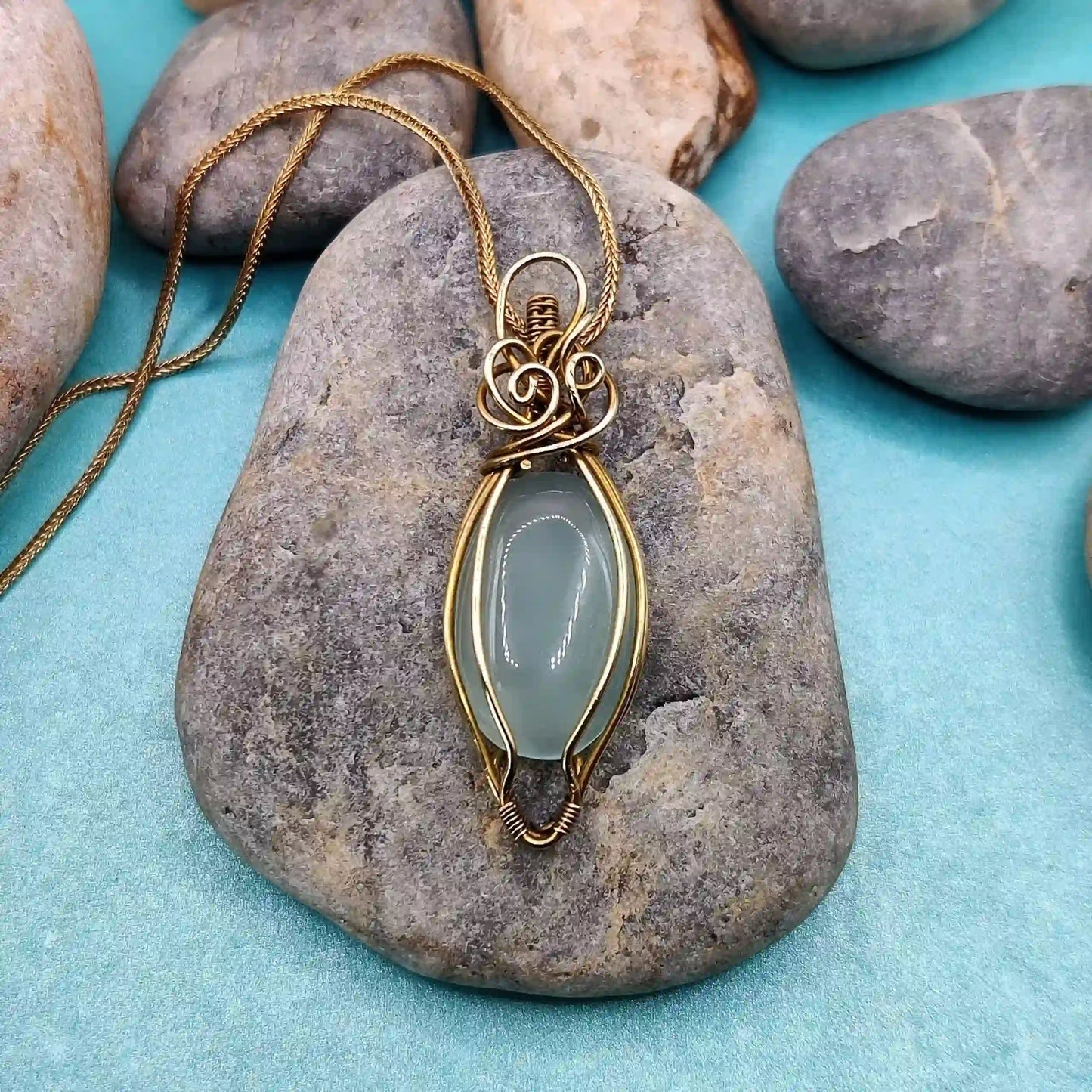 Sahana – Chalcedony Necklace – 004 By Sanguine Aura Handcrafted Jewellery