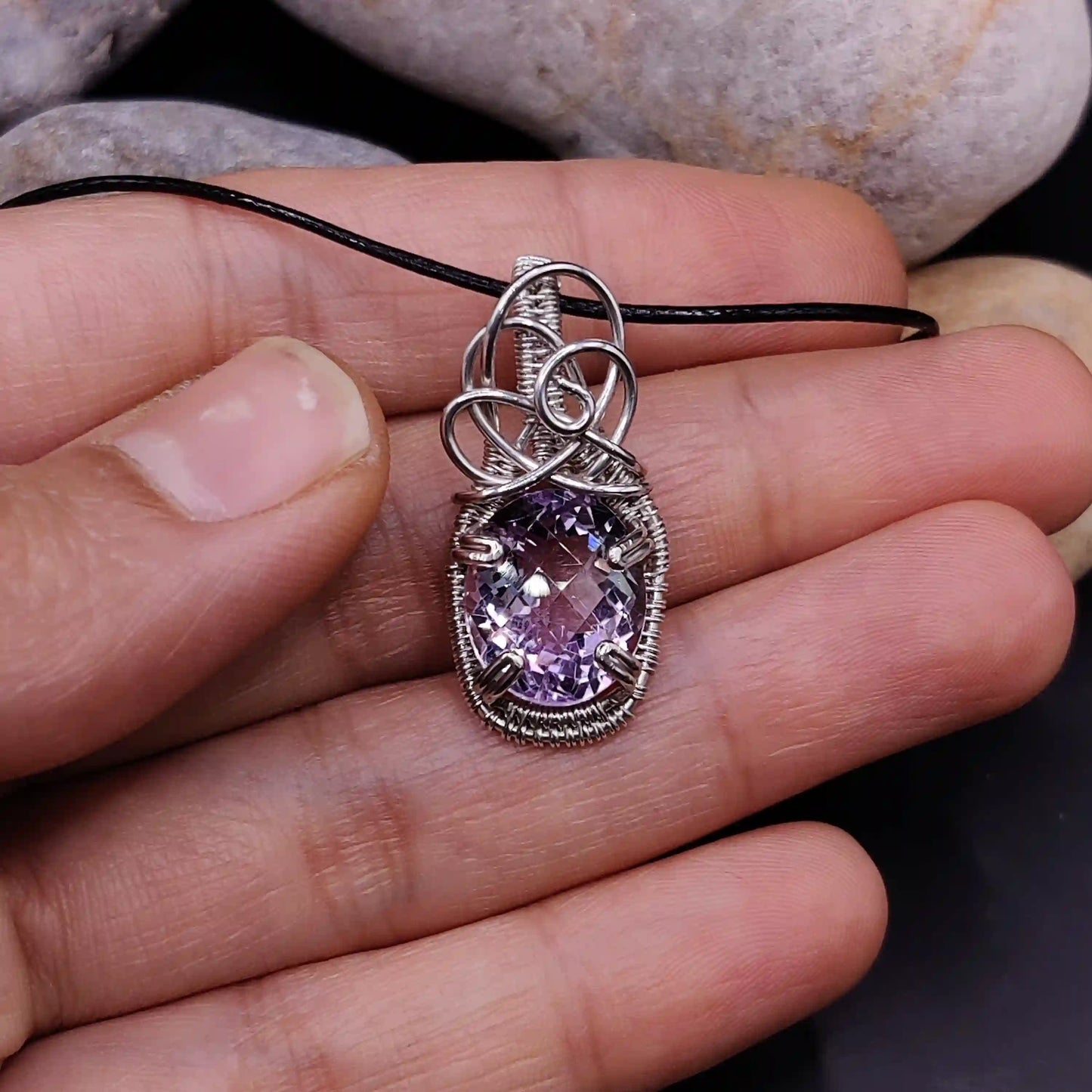 Shrisha - Pink Amethyst Necklace By Sanguine Aura Handcrafted Jewellery. Healing Benefits Of Pink Amethyst - Love, peace, calm, balance, intuition, uplift.