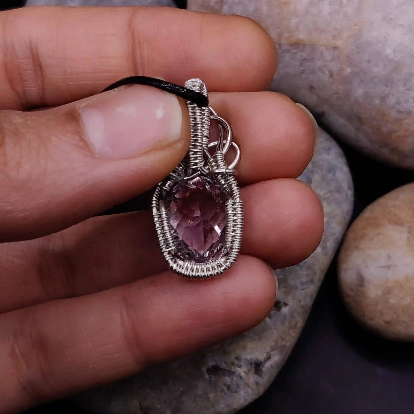 Shrisha - Pink Amethyst Necklace SA2 By Sanguine Aura Handcrafted Jewellery