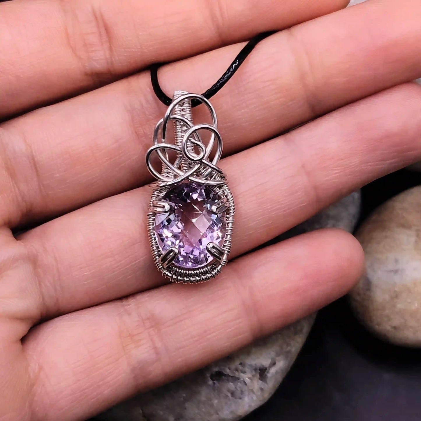 Shrisha - Pink Amethyst Necklace SA4 By Sanguine Aura Handcrafted Jewellery