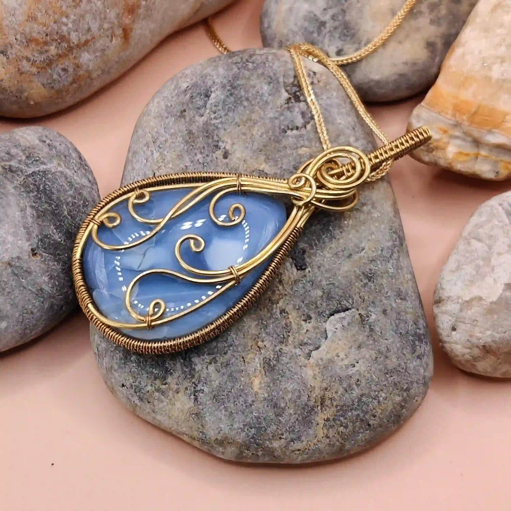 Surya - Blue Opal Necklace - 001 SA2 By Sanguine Aura Handcrafted Jewellery