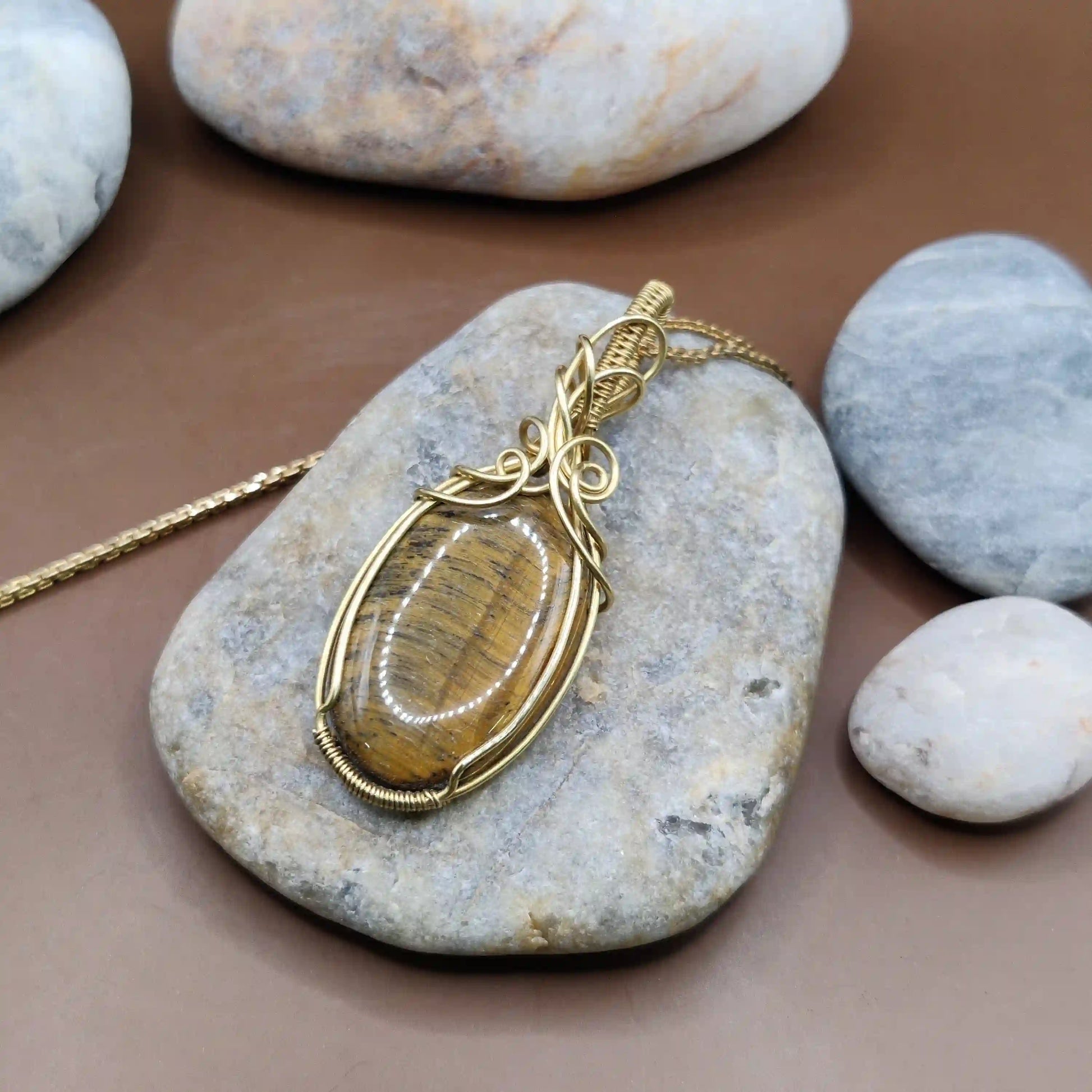 Surya - Tiger's Eye Necklace 001 SA1 By Sanguine Aura Handcrafted Jewellery